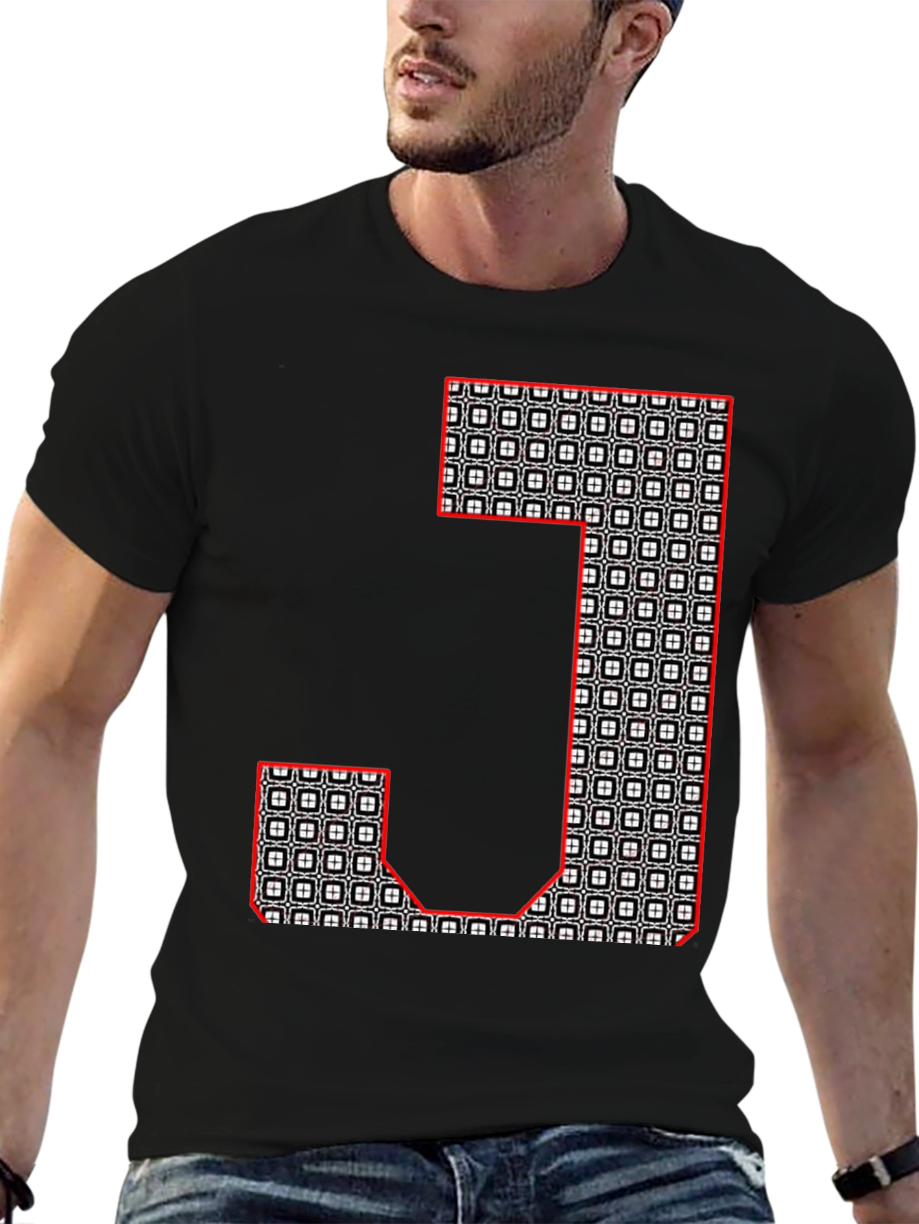 Geometric J Graphic Tee - Black Casual Shirt
