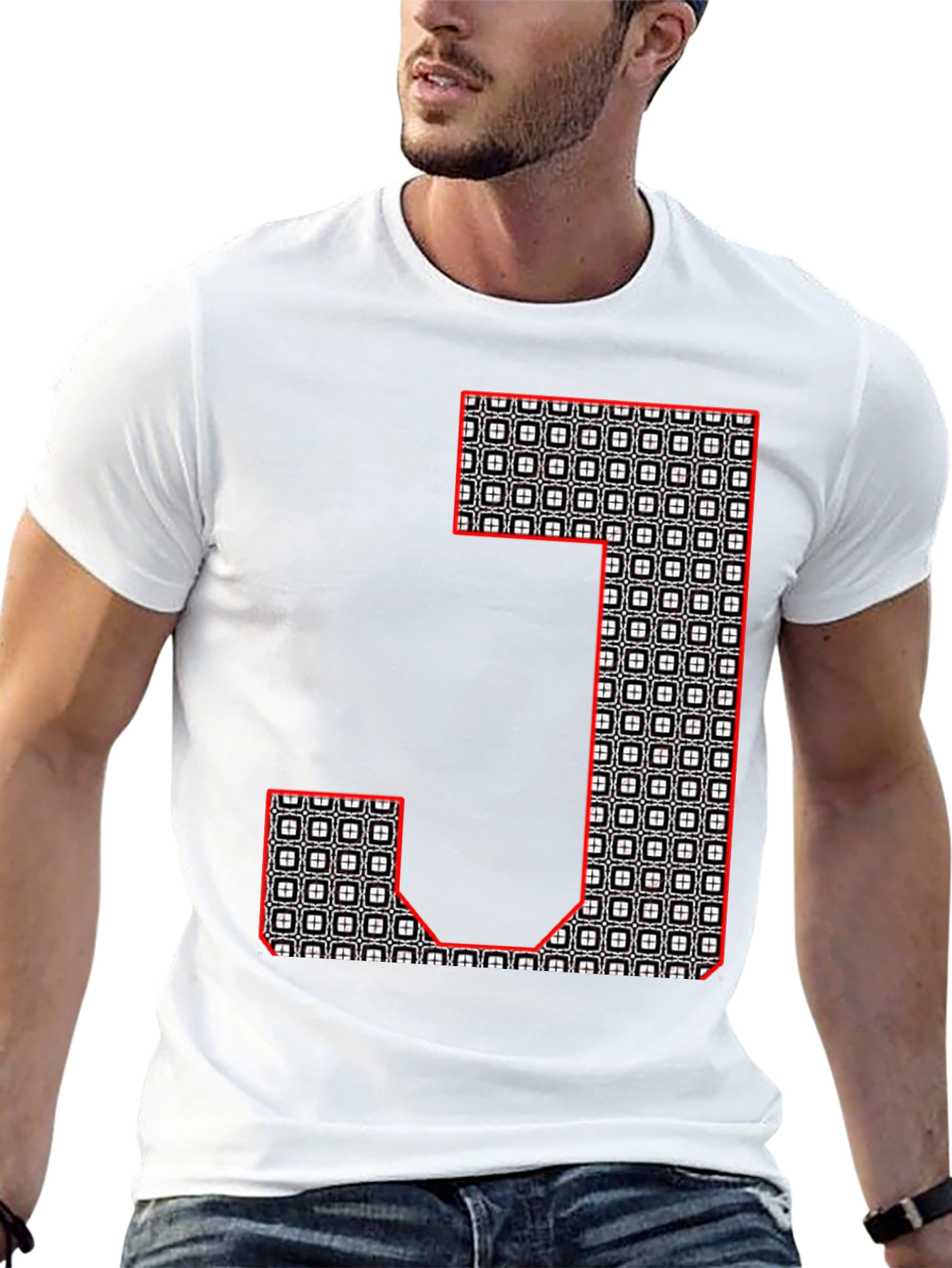 Geometric J Graphic Tee - Black Casual Shirt