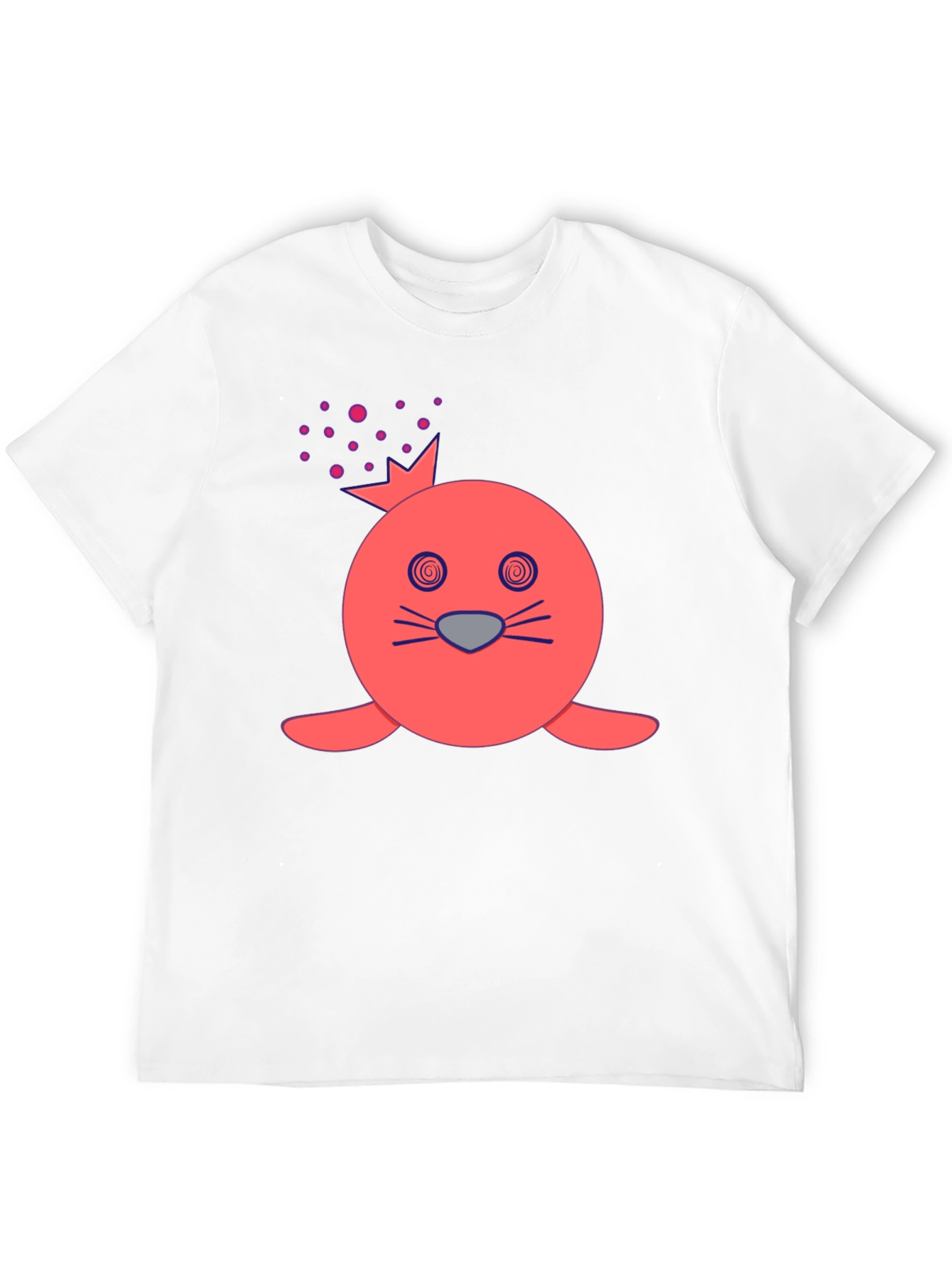 Funny Seal Crown Graphic Tee - Mens Black T-Shirt