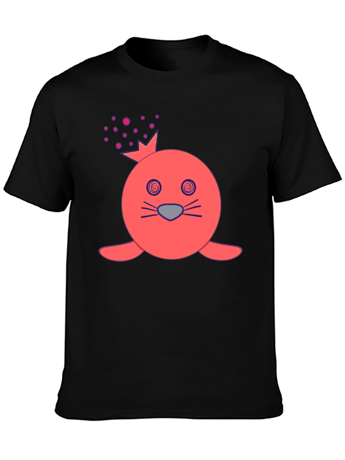 Funny Seal Crown Graphic Tee - Mens Black T-Shirt