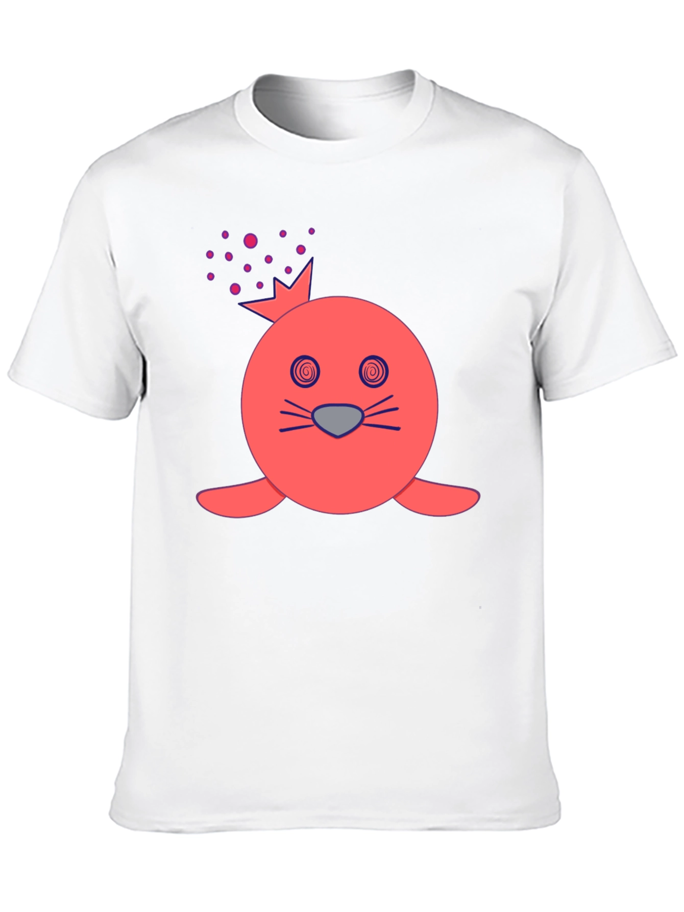 Funny Seal Crown Graphic Tee - Mens Black T-Shirt