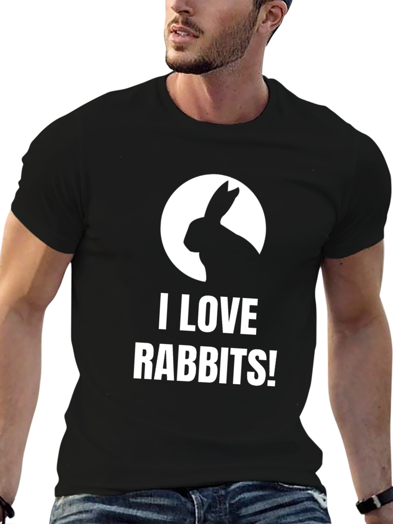 I Love Rabbits Black Graphic T-Shirt