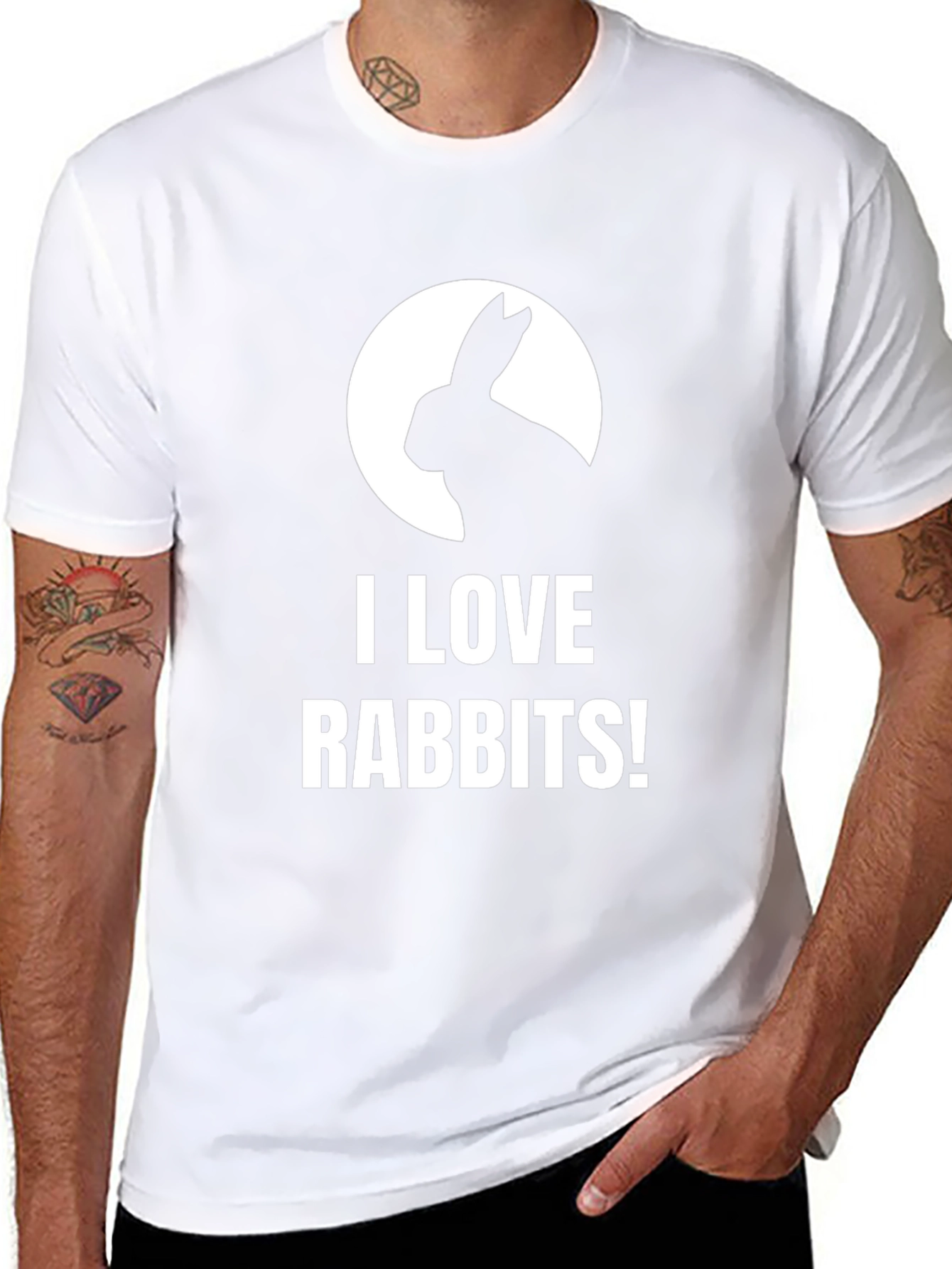 I Love Rabbits Black Graphic T-Shirt