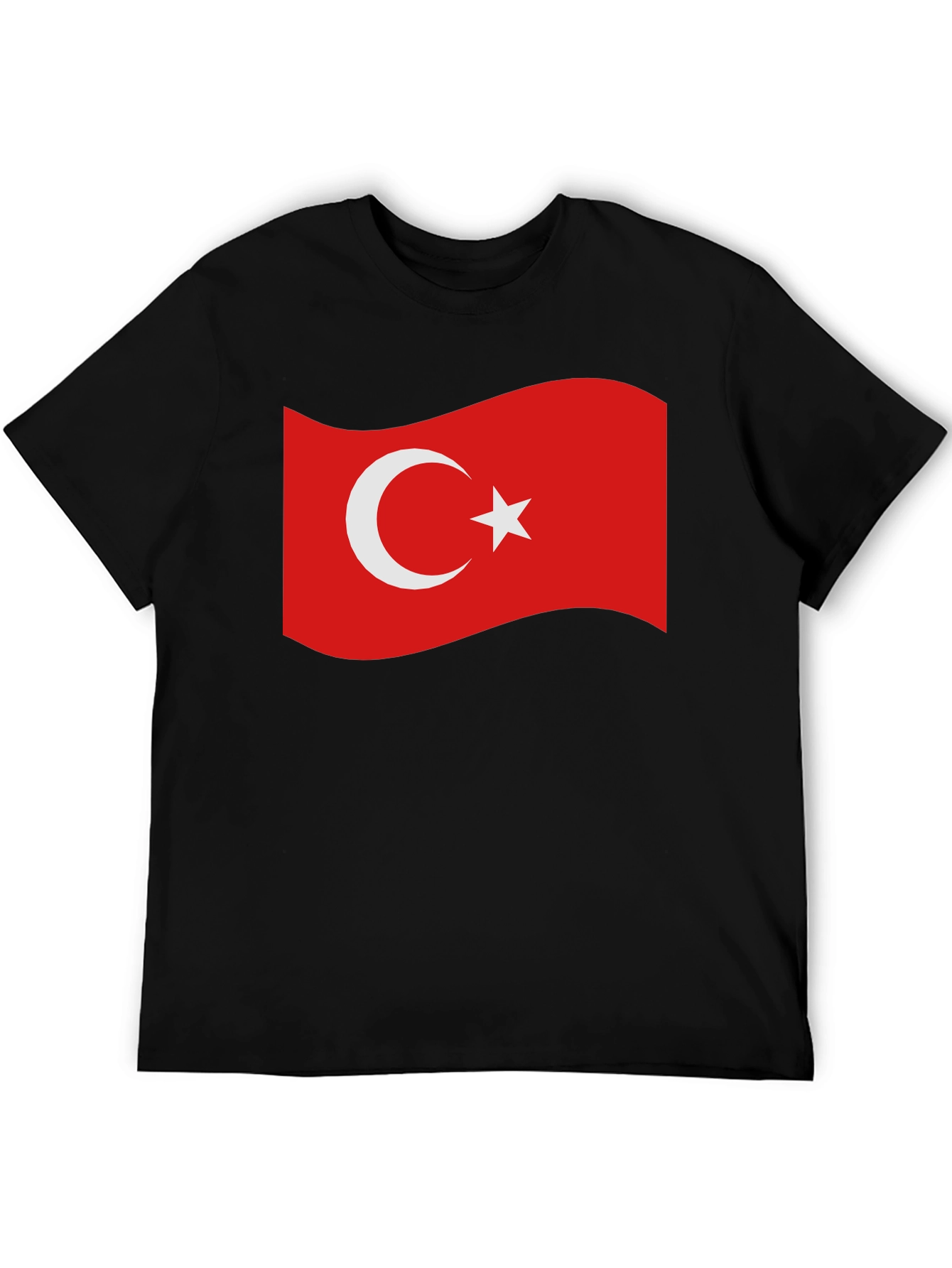 Turkey Flag Graphic T-Shirt - Black Crew Neck Tee