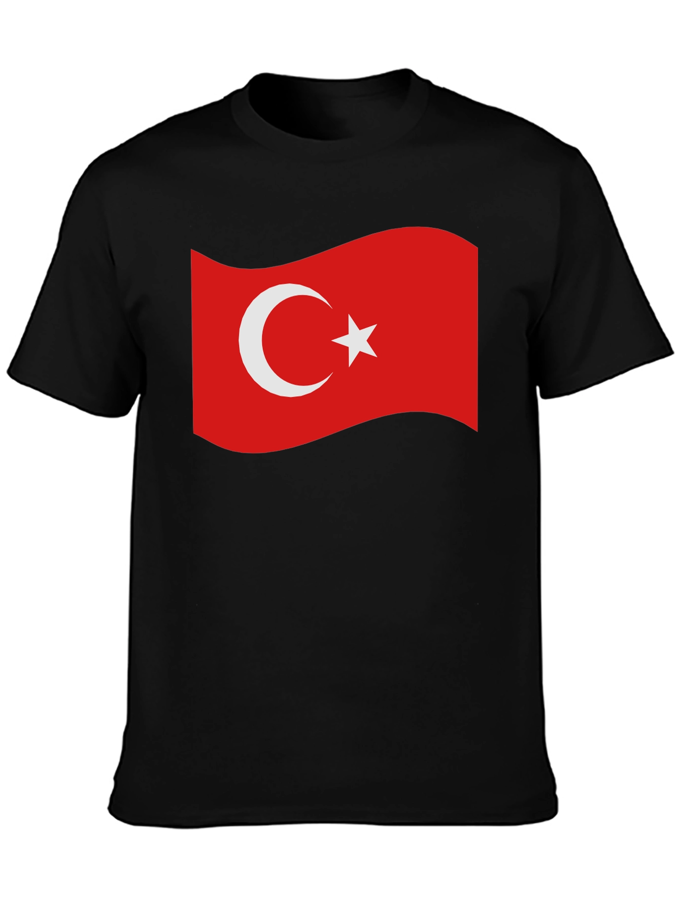 Turkey Flag Graphic T-Shirt - Black Crew Neck Tee