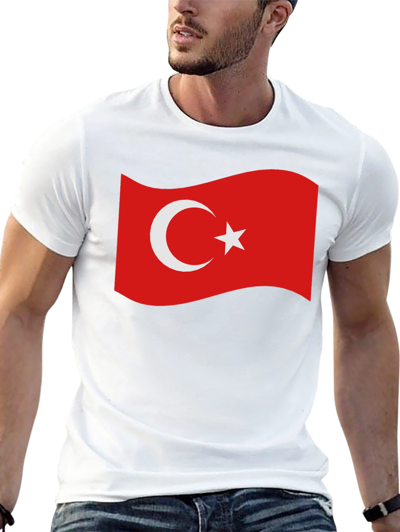 Turkey Flag Graphic T-Shirt - Black Crew Neck Tee