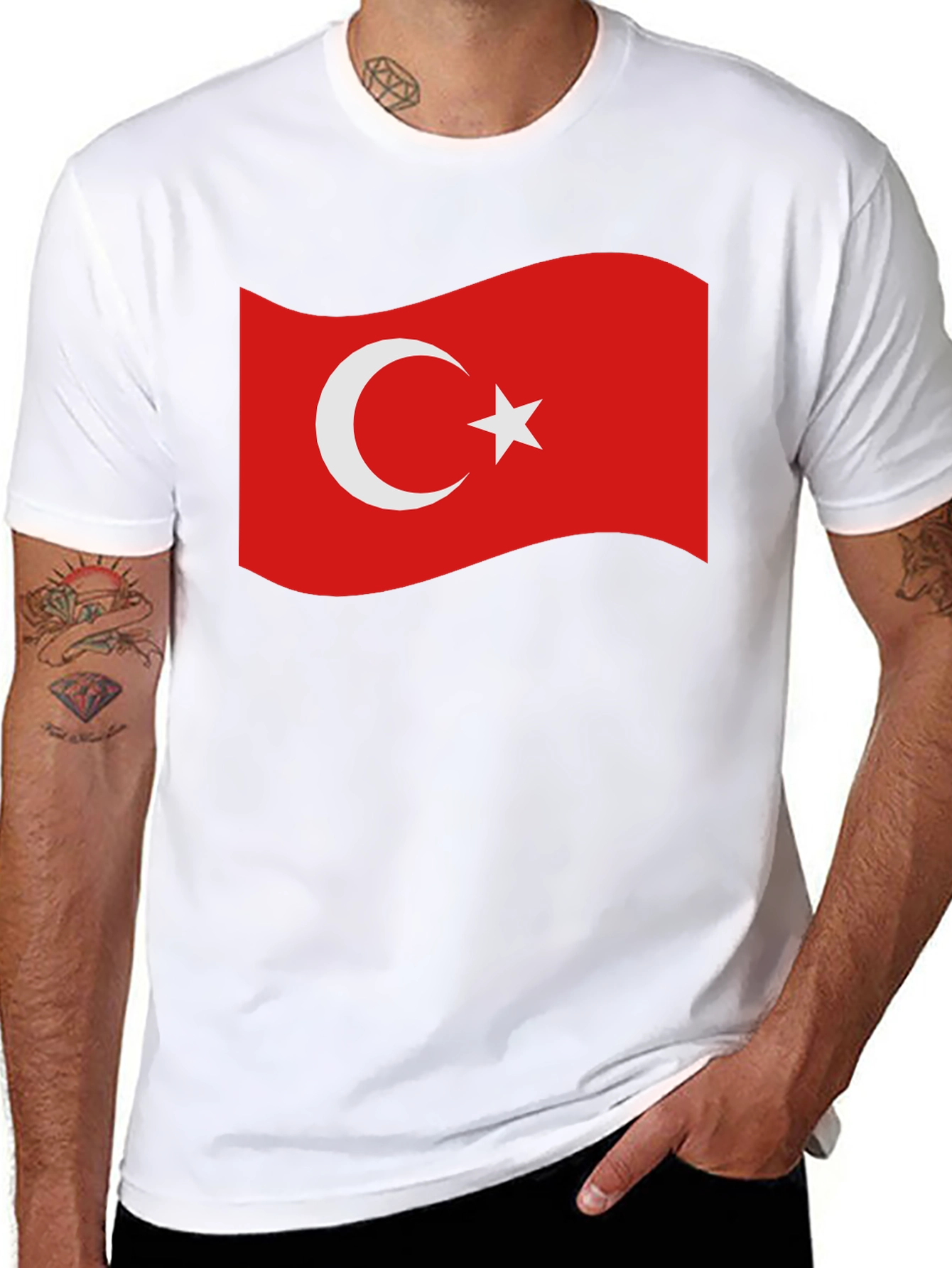 Turkey Flag Graphic T-Shirt - Black Crew Neck Tee