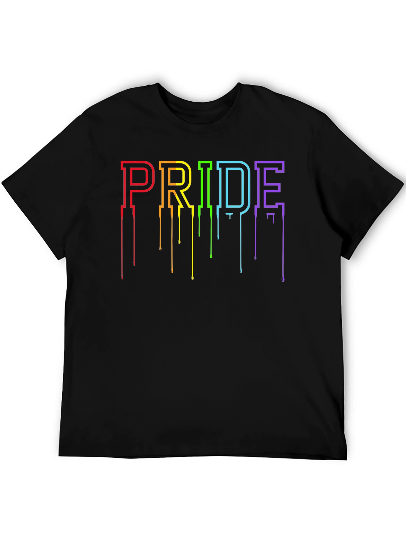 Pride Rainbow Drip Graphic Black T-Shirt