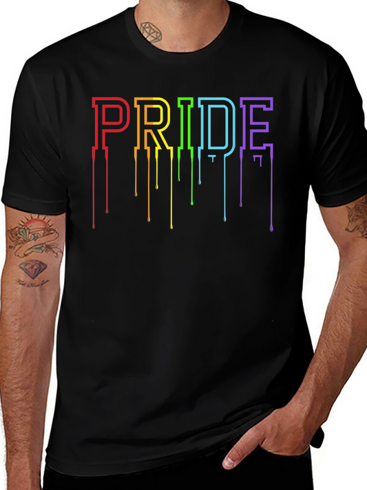 Pride Rainbow Drip Graphic Black T-Shirt