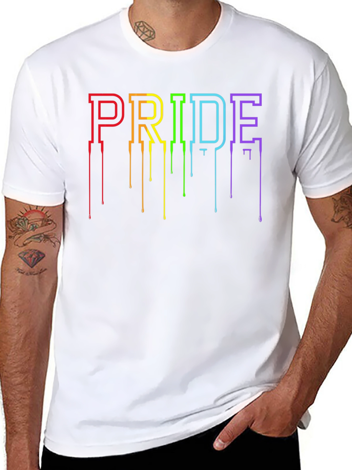 Pride Rainbow Drip Graphic Black T-Shirt