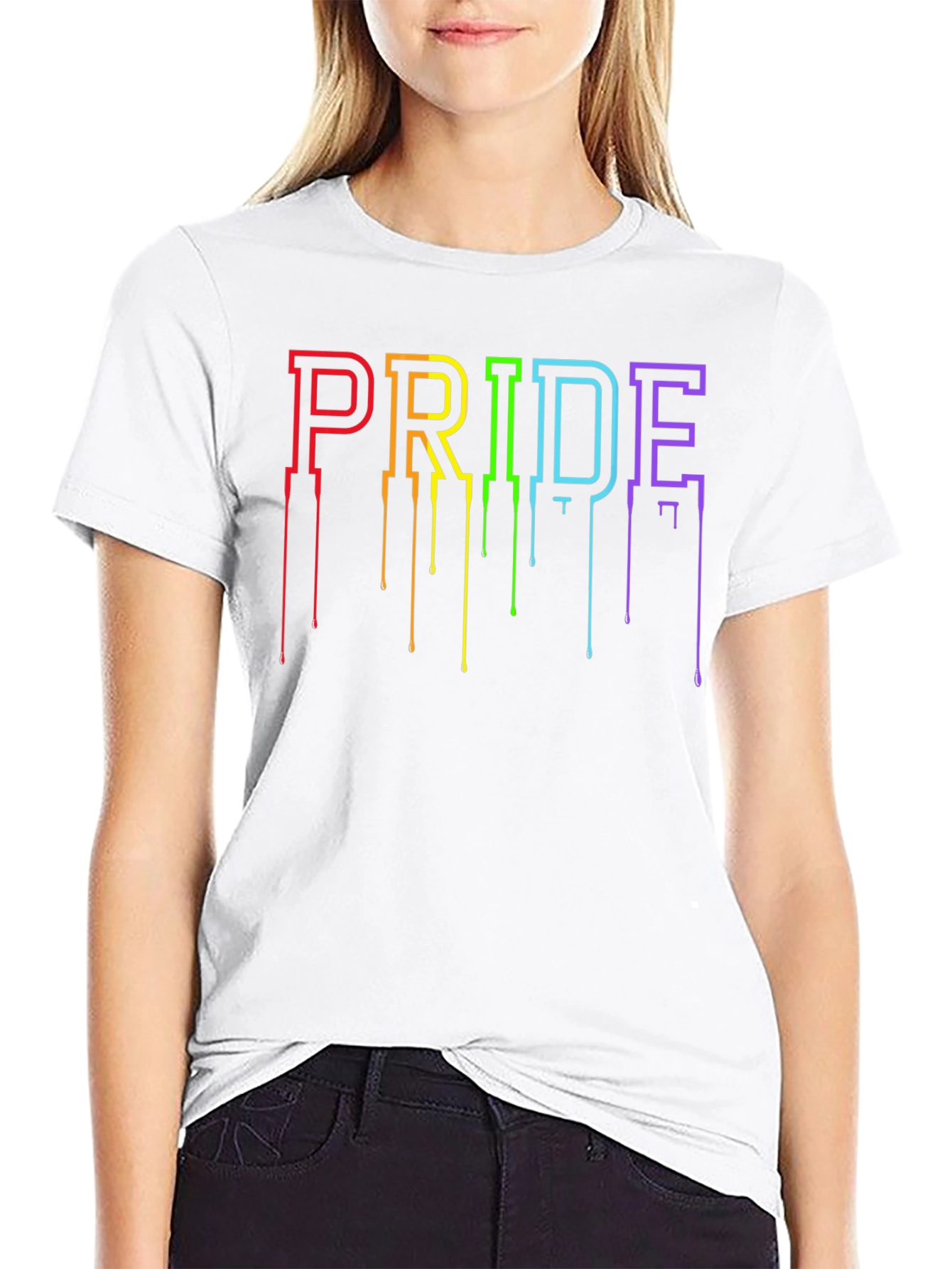 Pride Rainbow Drip Graphic Black T-Shirt