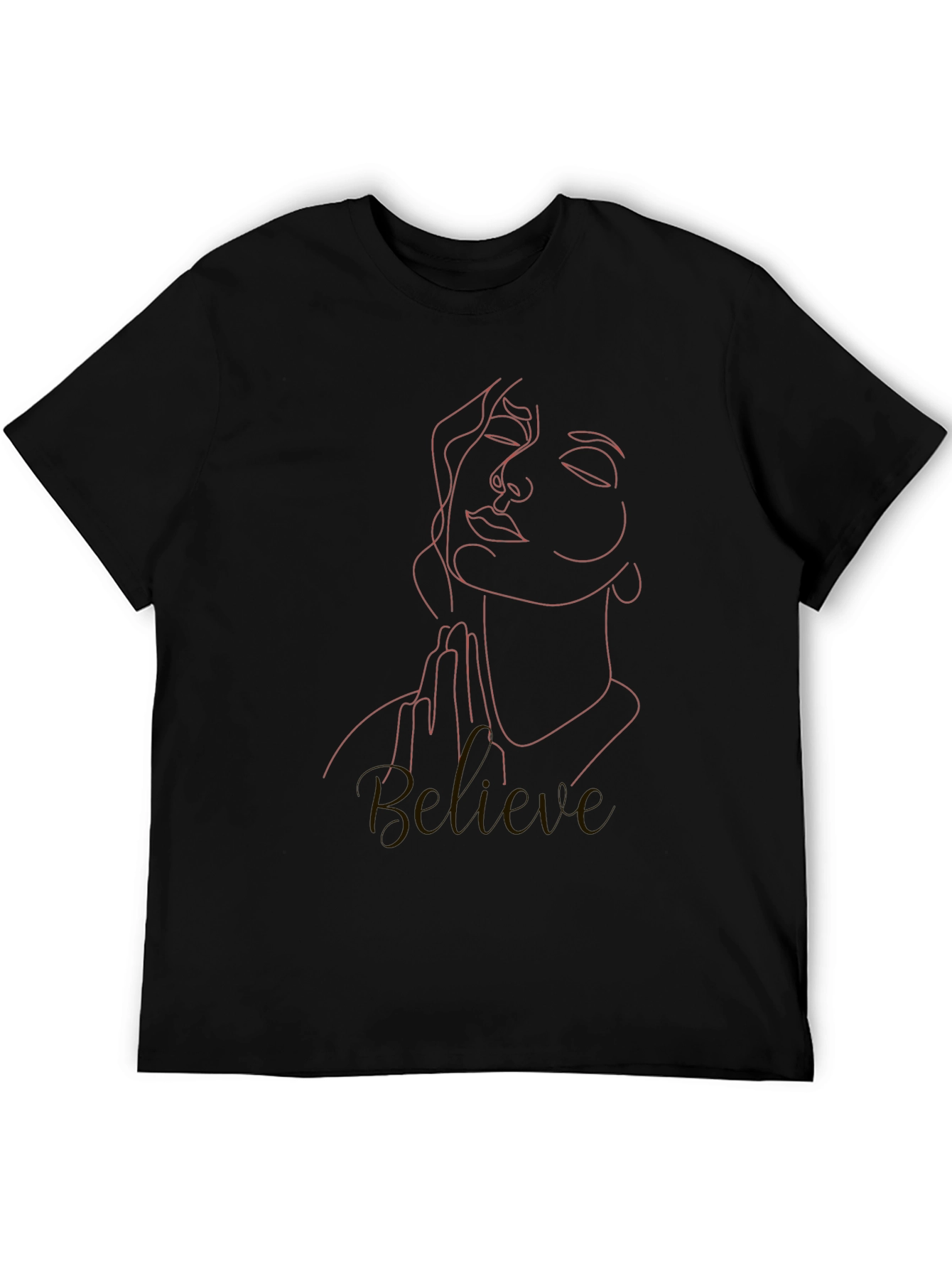 Believe Line Art Tee - Stylish Black T-Shirt
