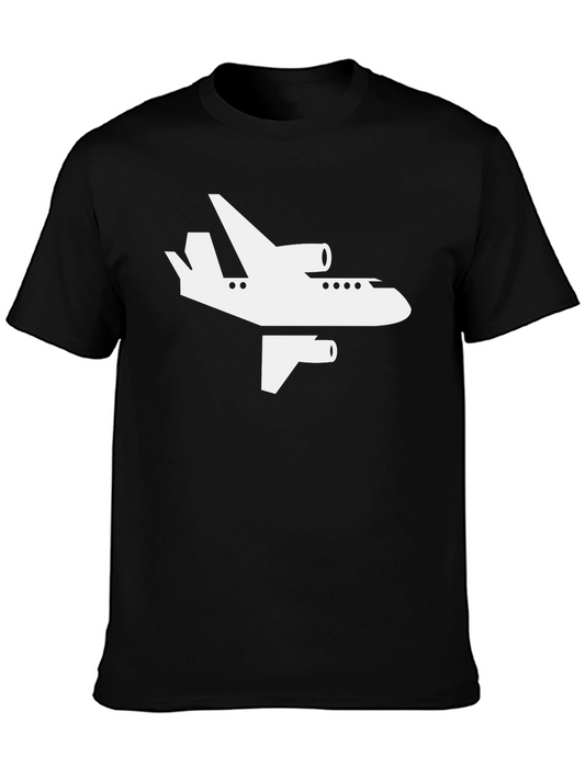 Airplane Graphic Tee - Black Short Sleeve Cotton T-Shirt