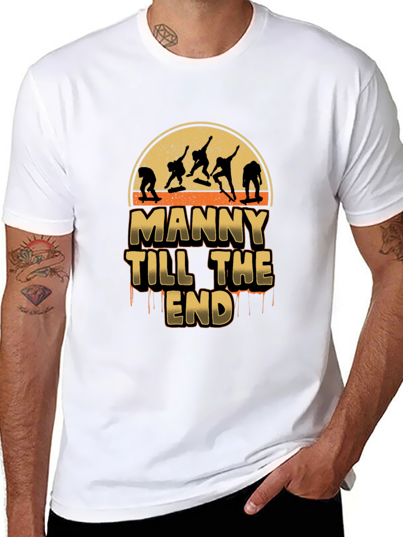 Manny Till the End Skateboarder Graphic T-Shirt