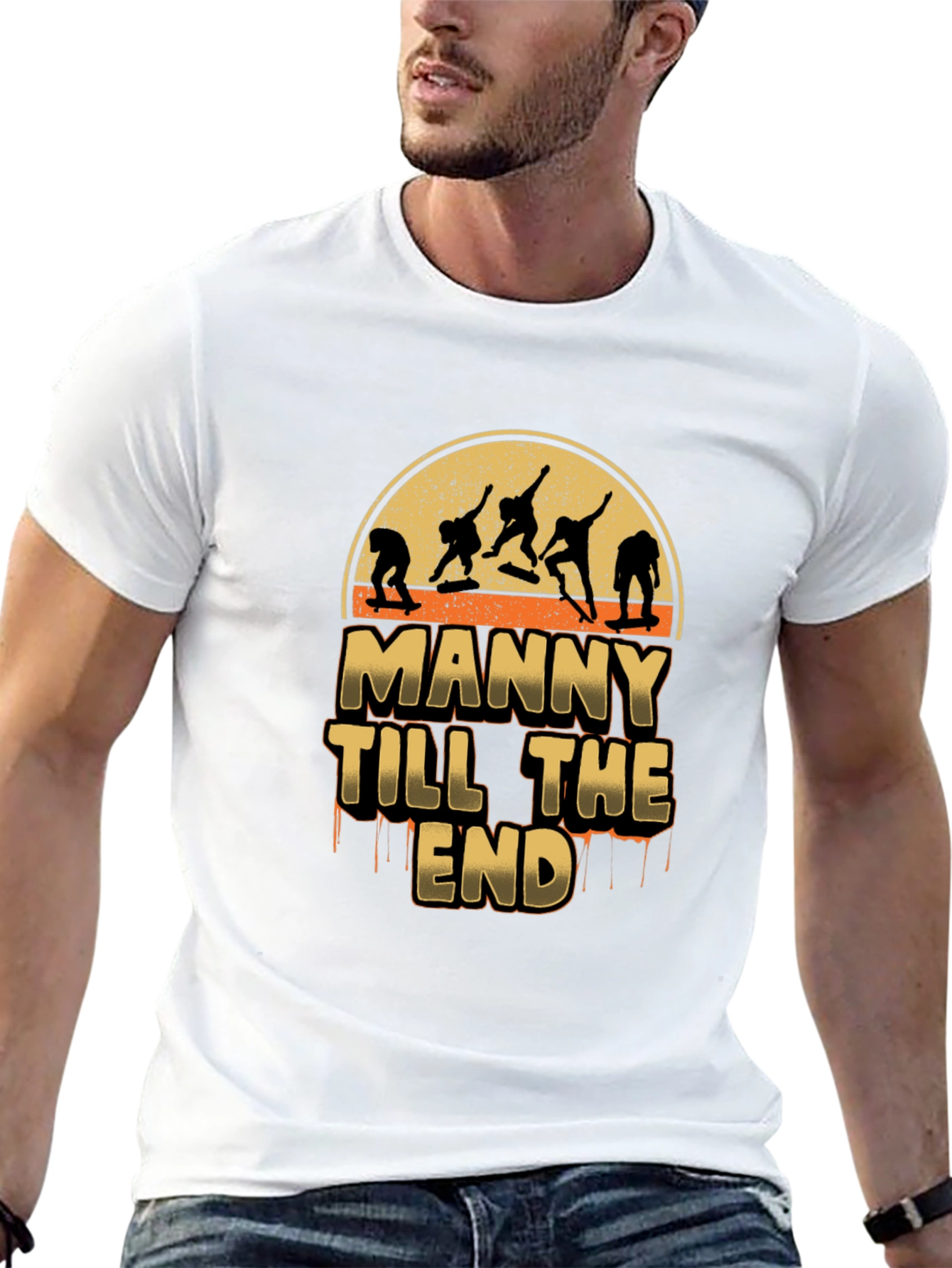 Manny Till the End Skateboarder Graphic T-Shirt
