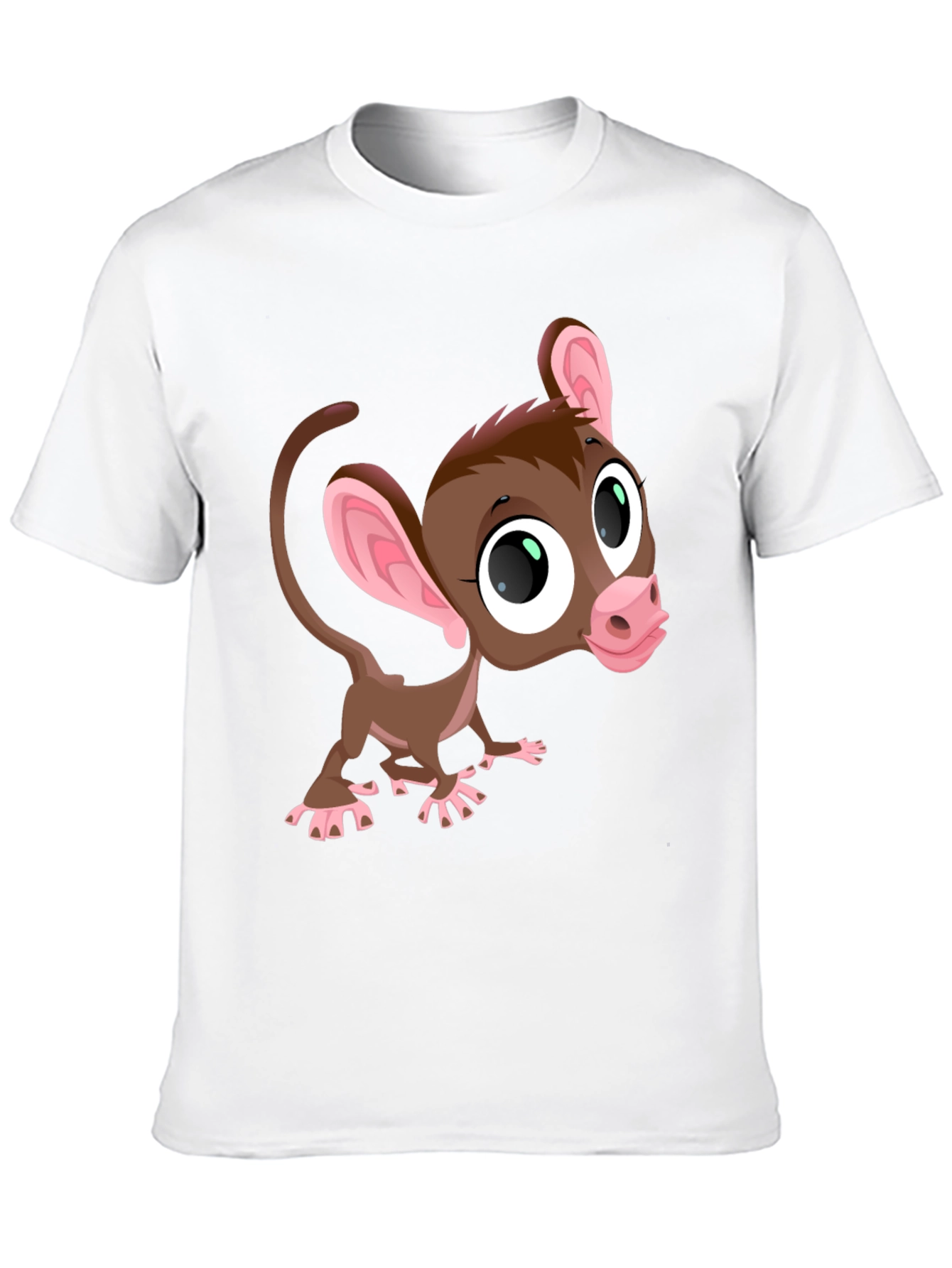 Cute Cartoon Monkey Graphic Tee - Black