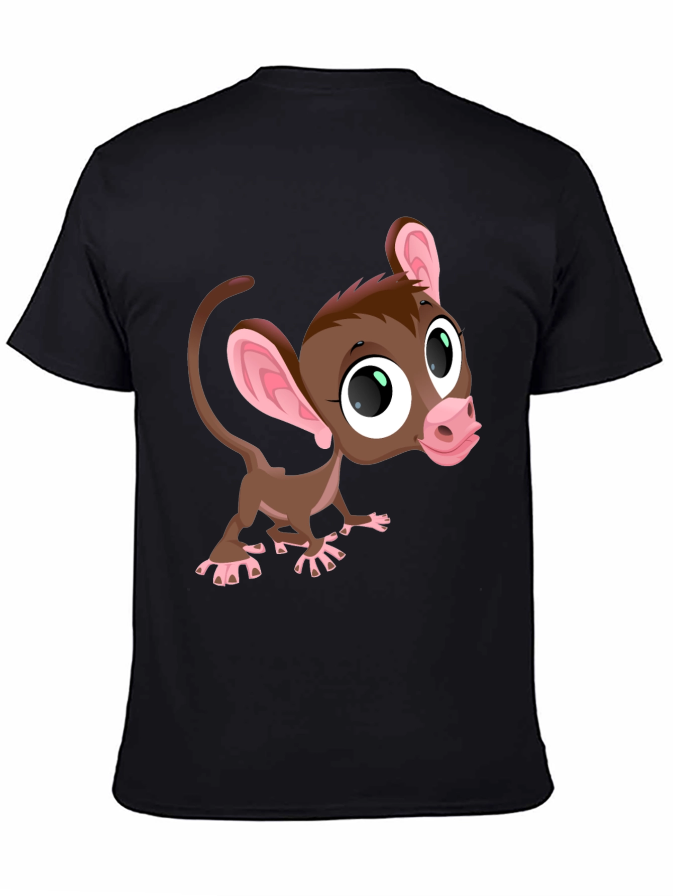 Cute Cartoon Monkey Graphic Tee - Black