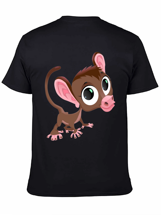 Cute Cartoon Monkey Graphic Tee - Black