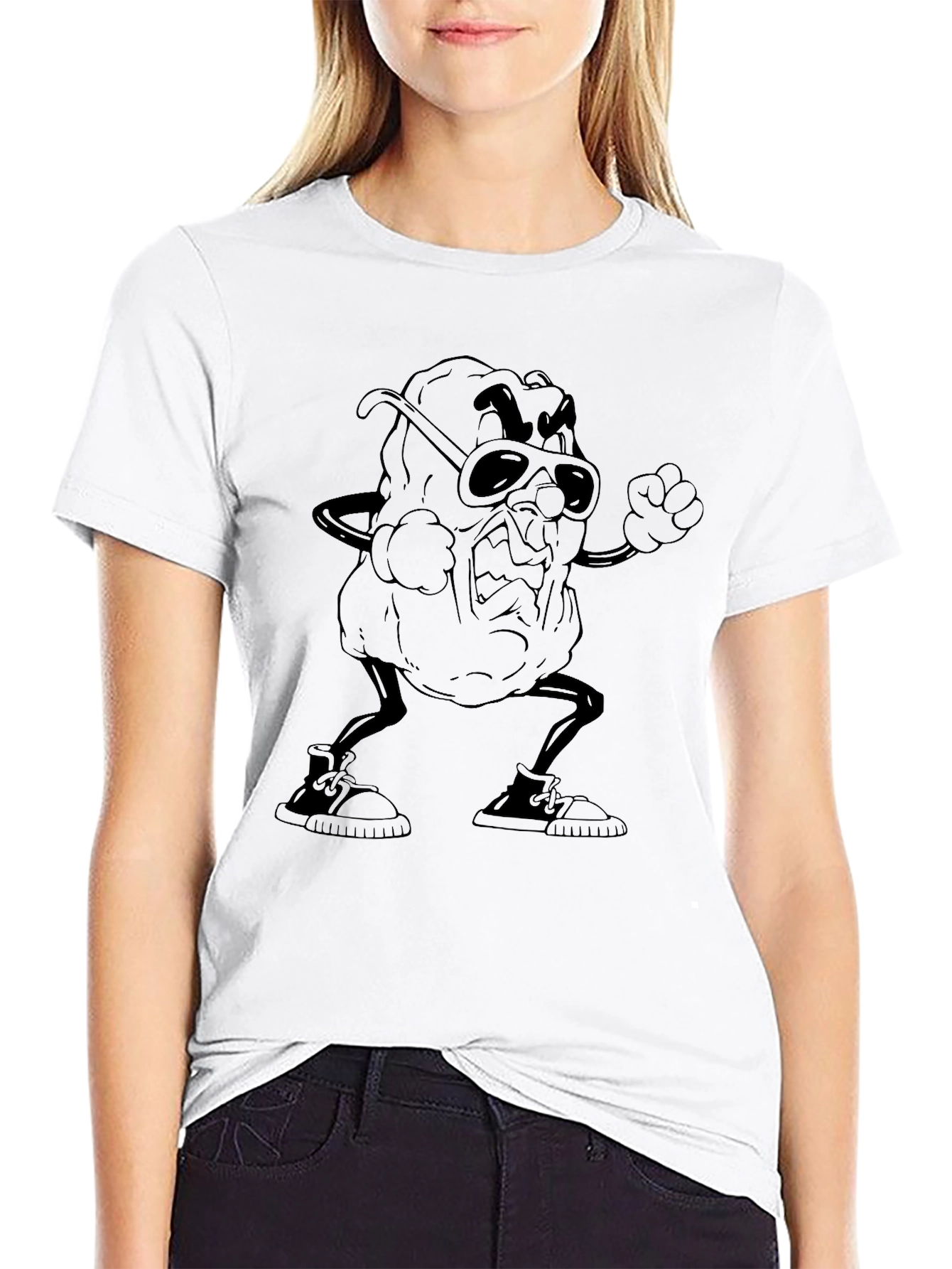 Angry Raisin Cartoon Black T-Shirt
