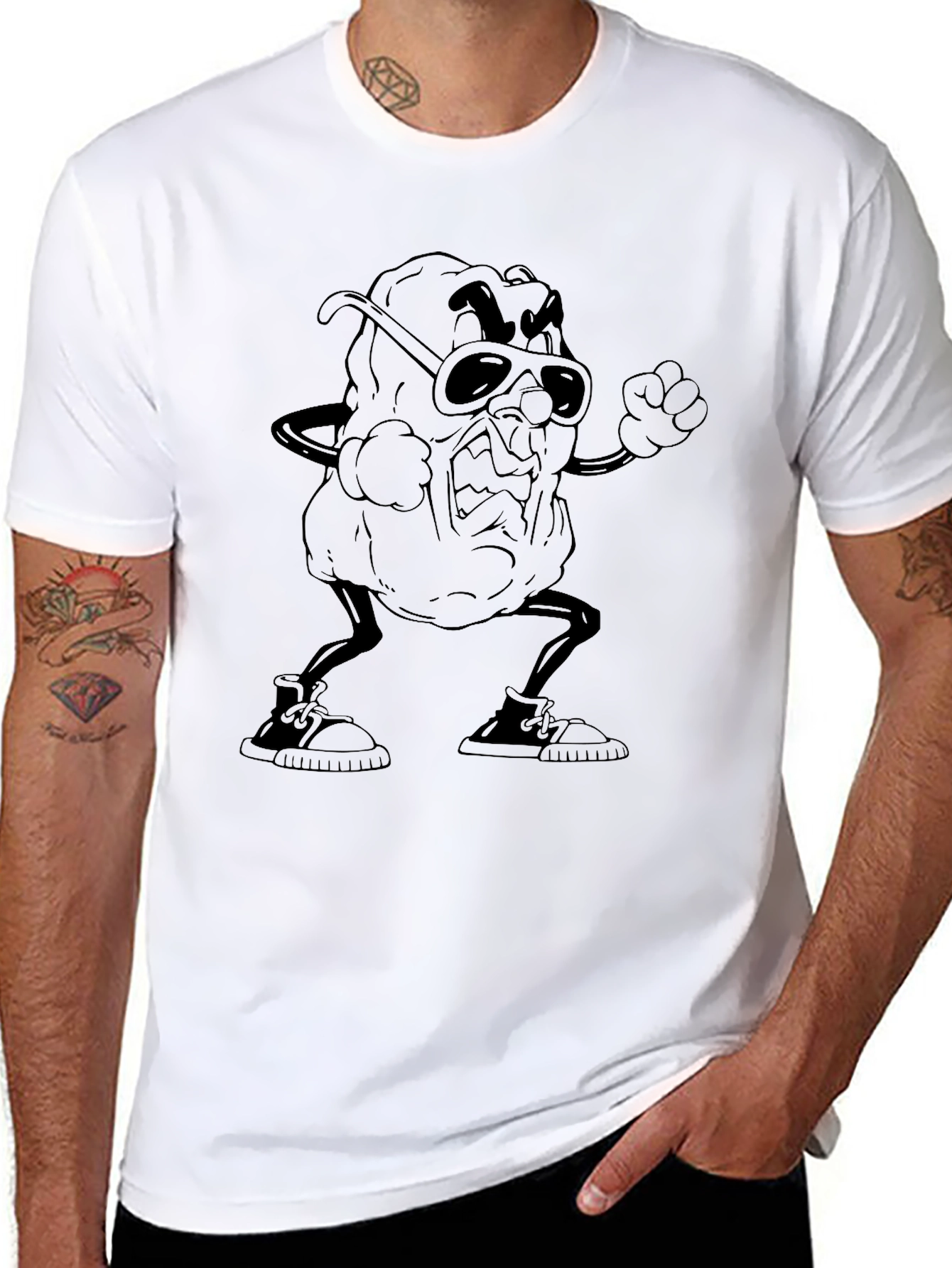 Angry Raisin Cartoon Black T-Shirt