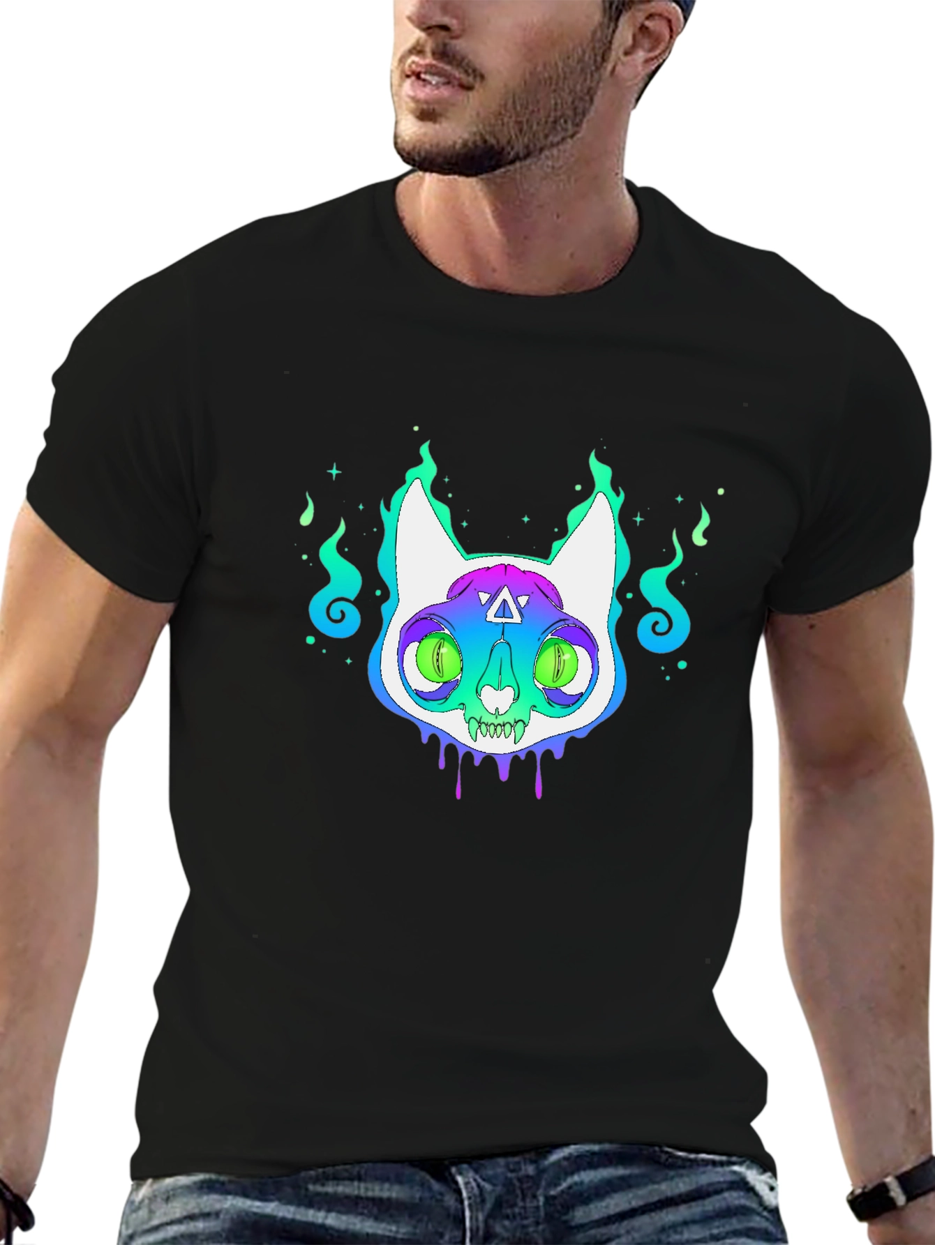Mystic Cat Graphic Tee - Unisex Black T-Shirt