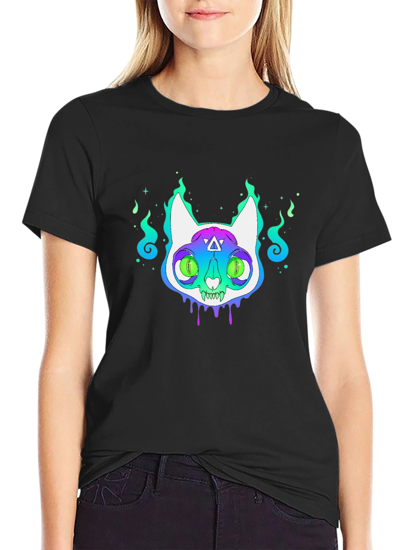 Mystic Cat Graphic Tee - Unisex Black T-Shirt