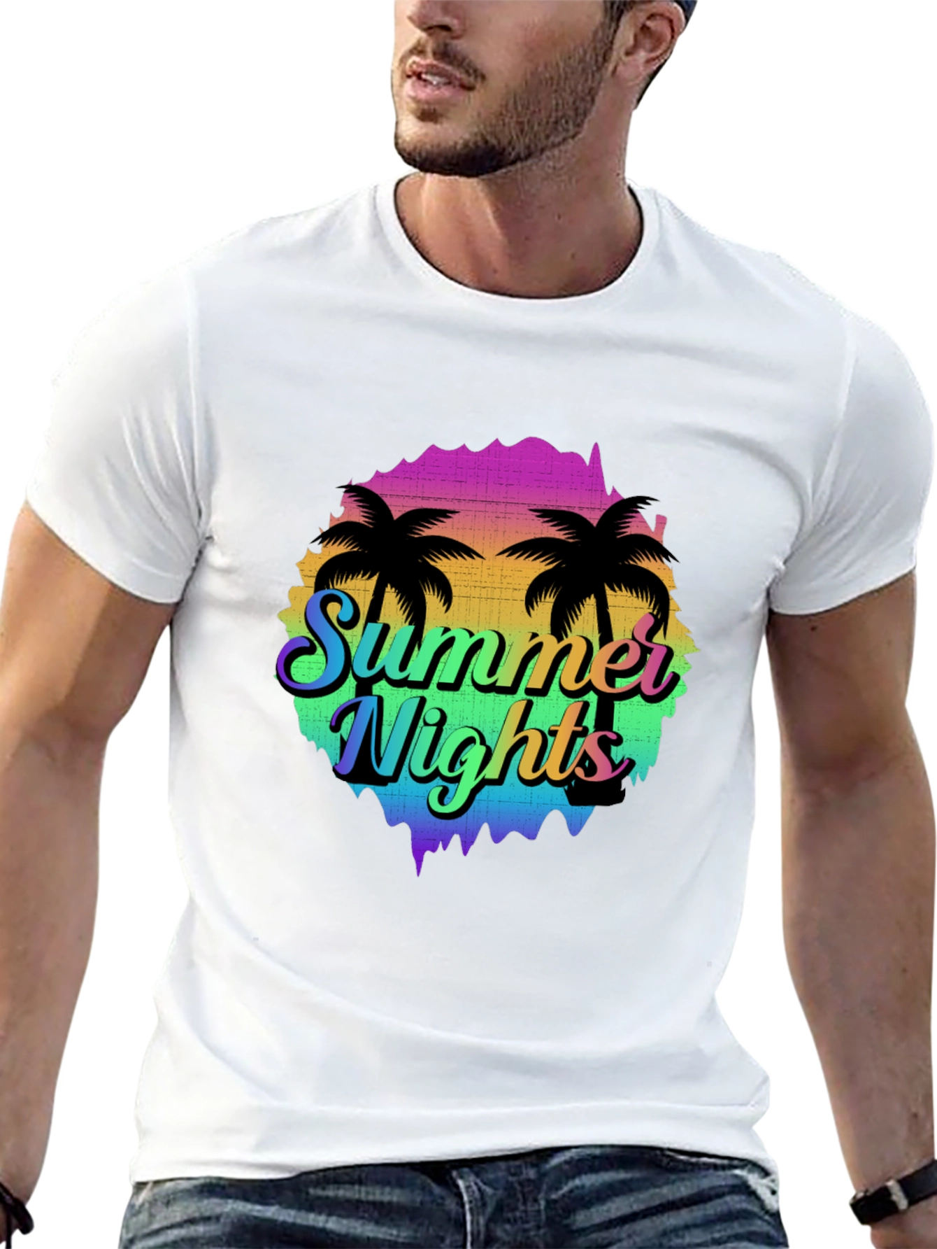 Summer Nights Palm Tree Graphic T-Shirt