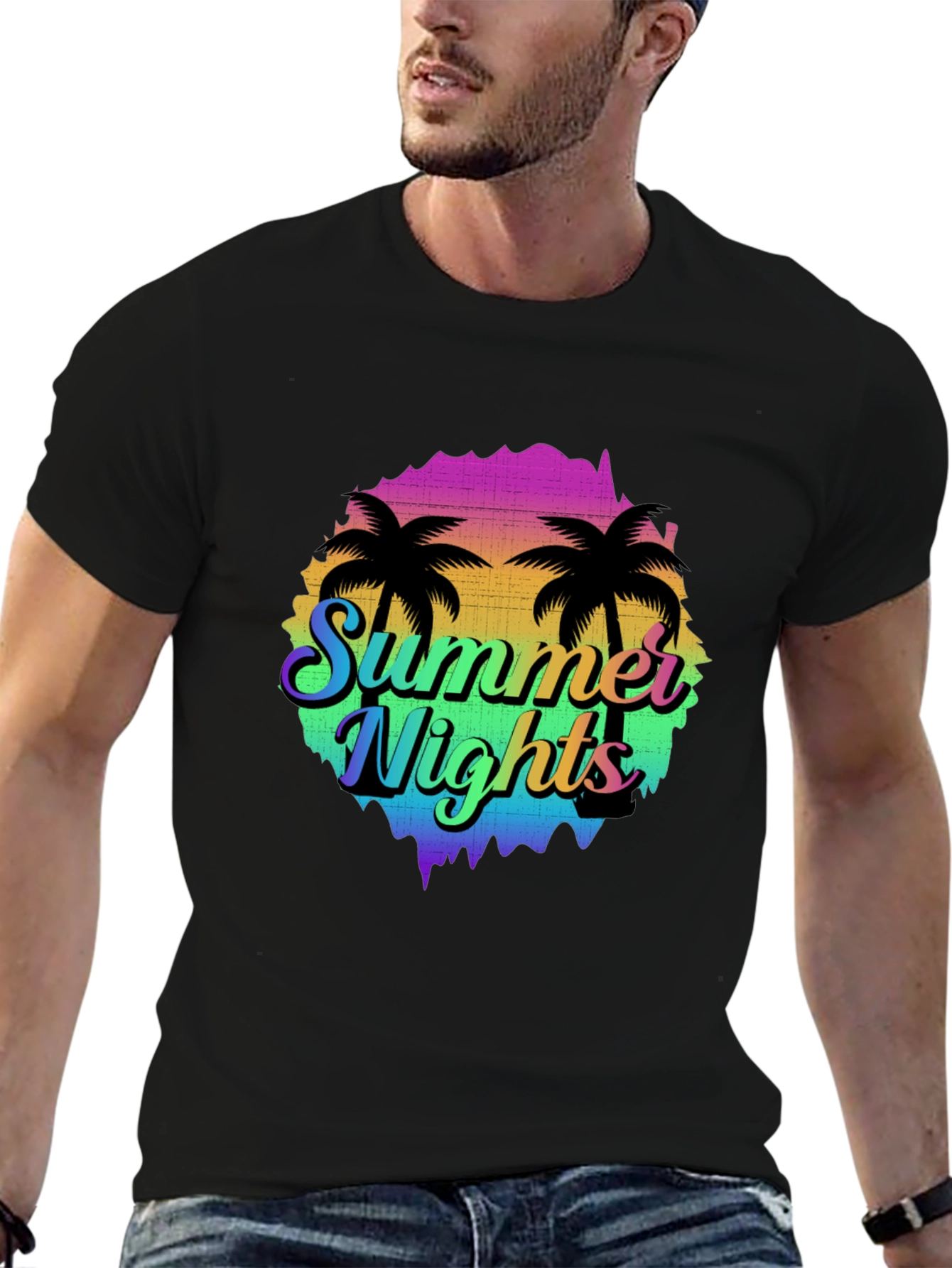 Summer Nights Palm Tree Graphic T-Shirt