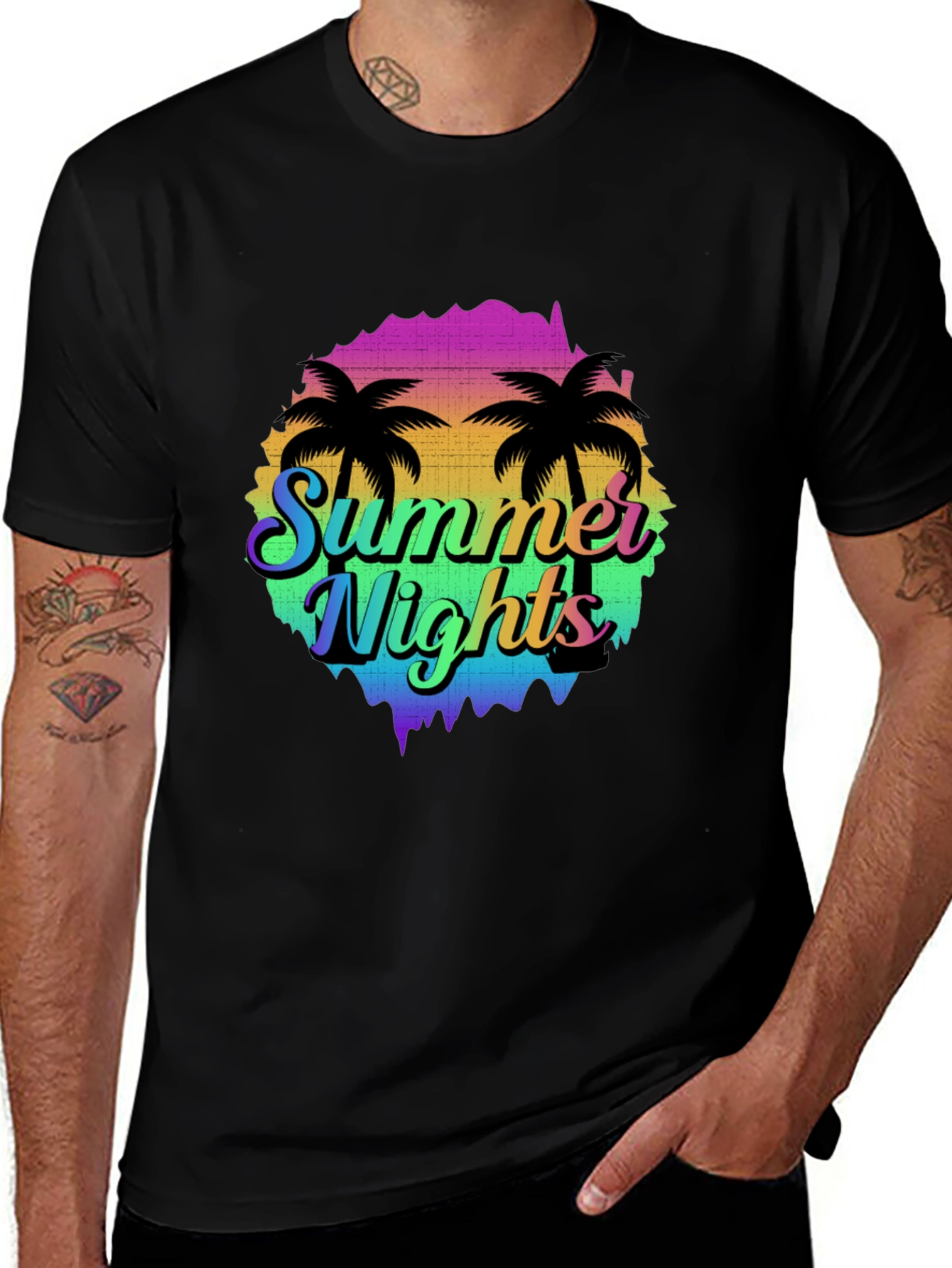 Summer Nights Palm Tree Graphic T-Shirt