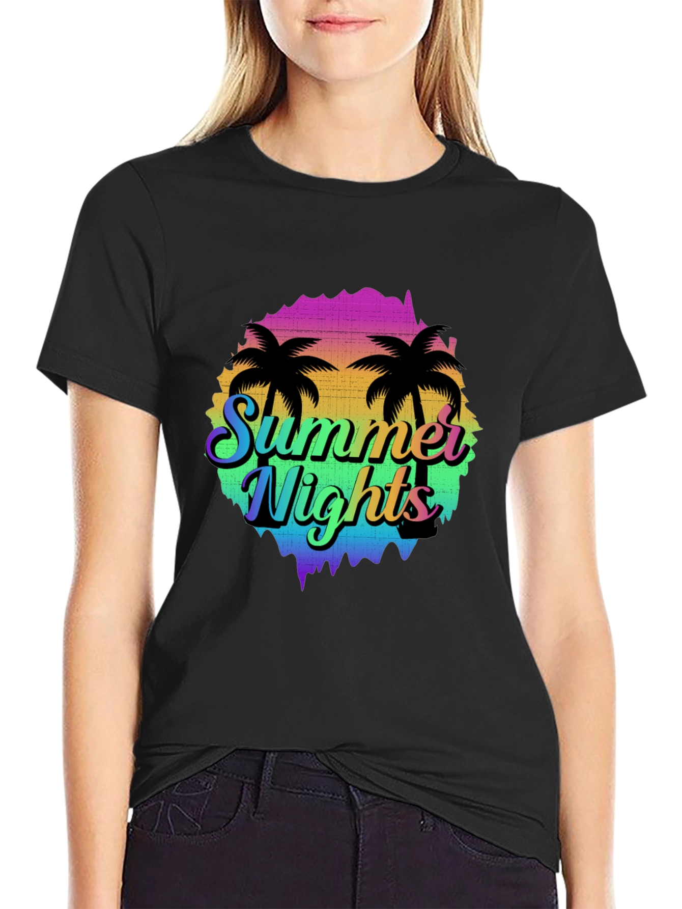 Summer Nights Palm Tree Graphic T-Shirt