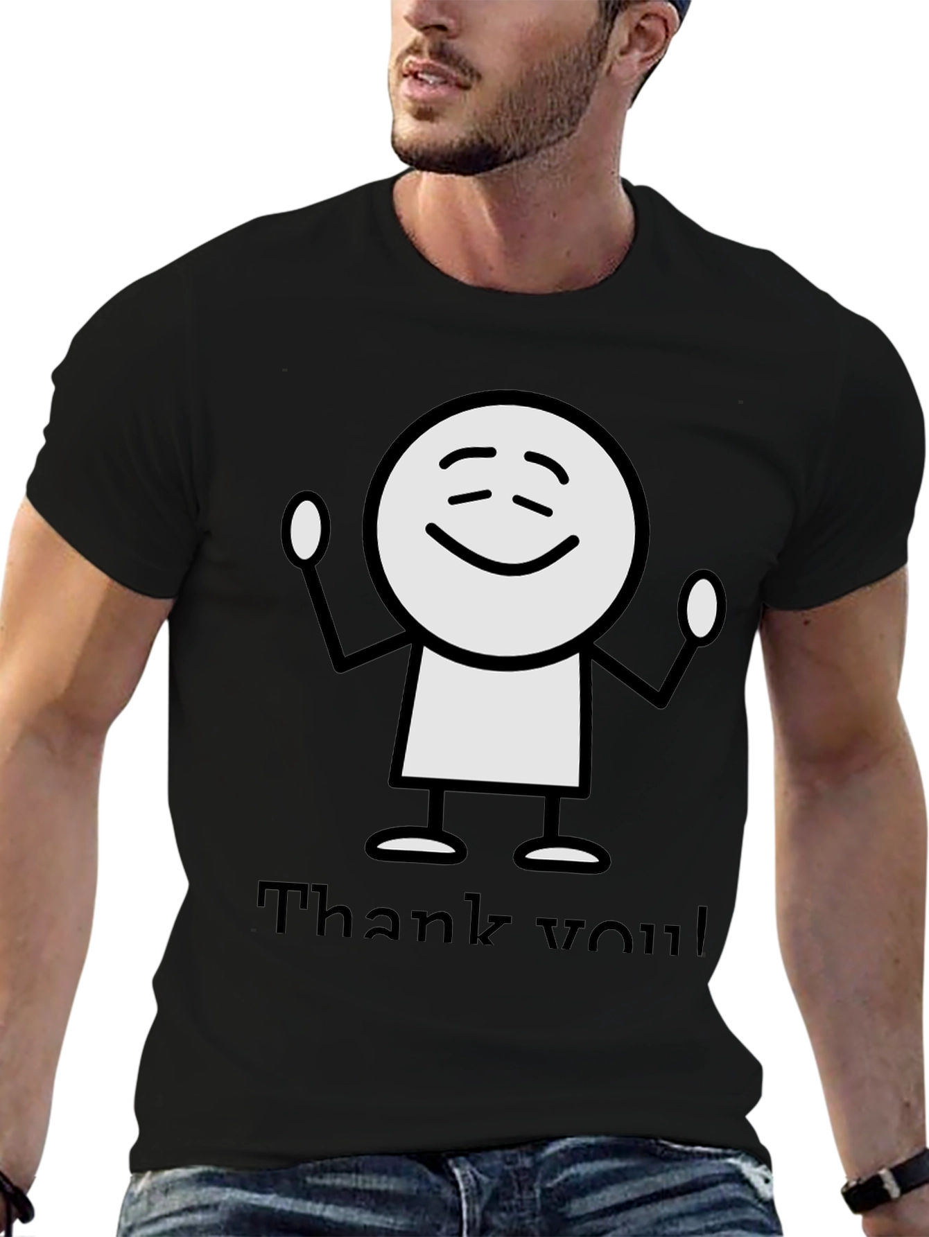 Funny Thank You Stick Figure Graphic Tee