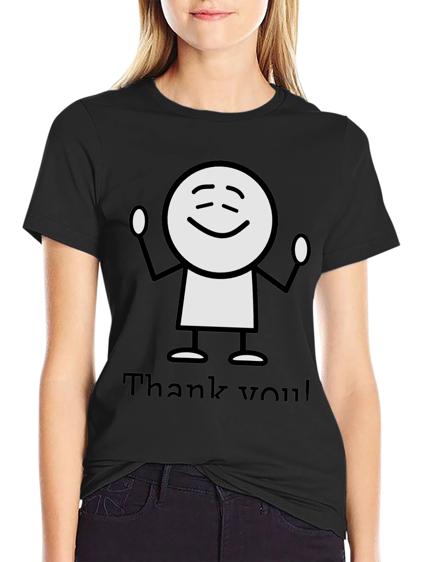 Funny Thank You Stick Figure Graphic Tee