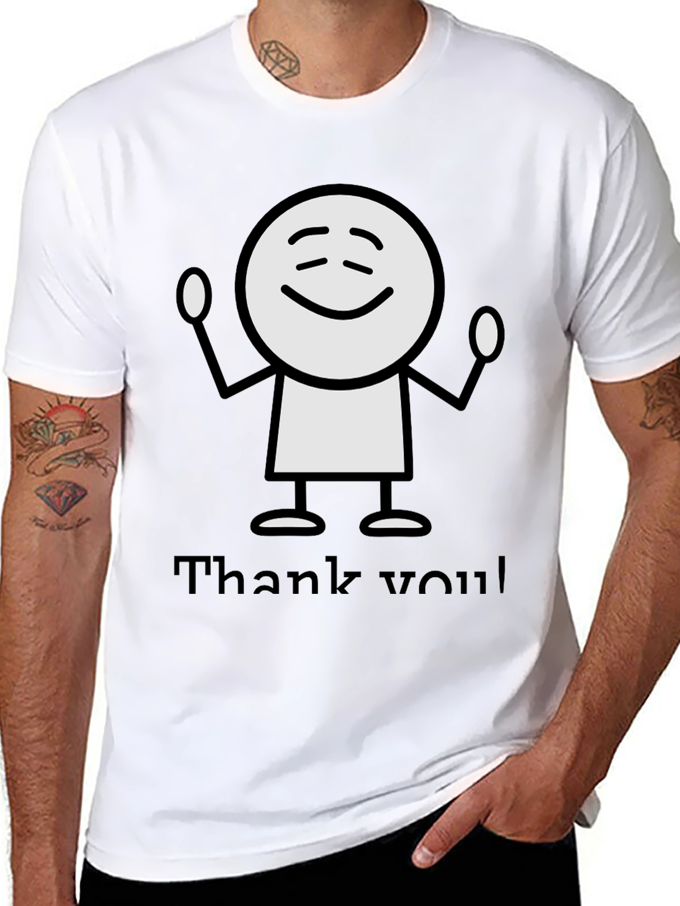 Funny Thank You Stick Figure Graphic Tee