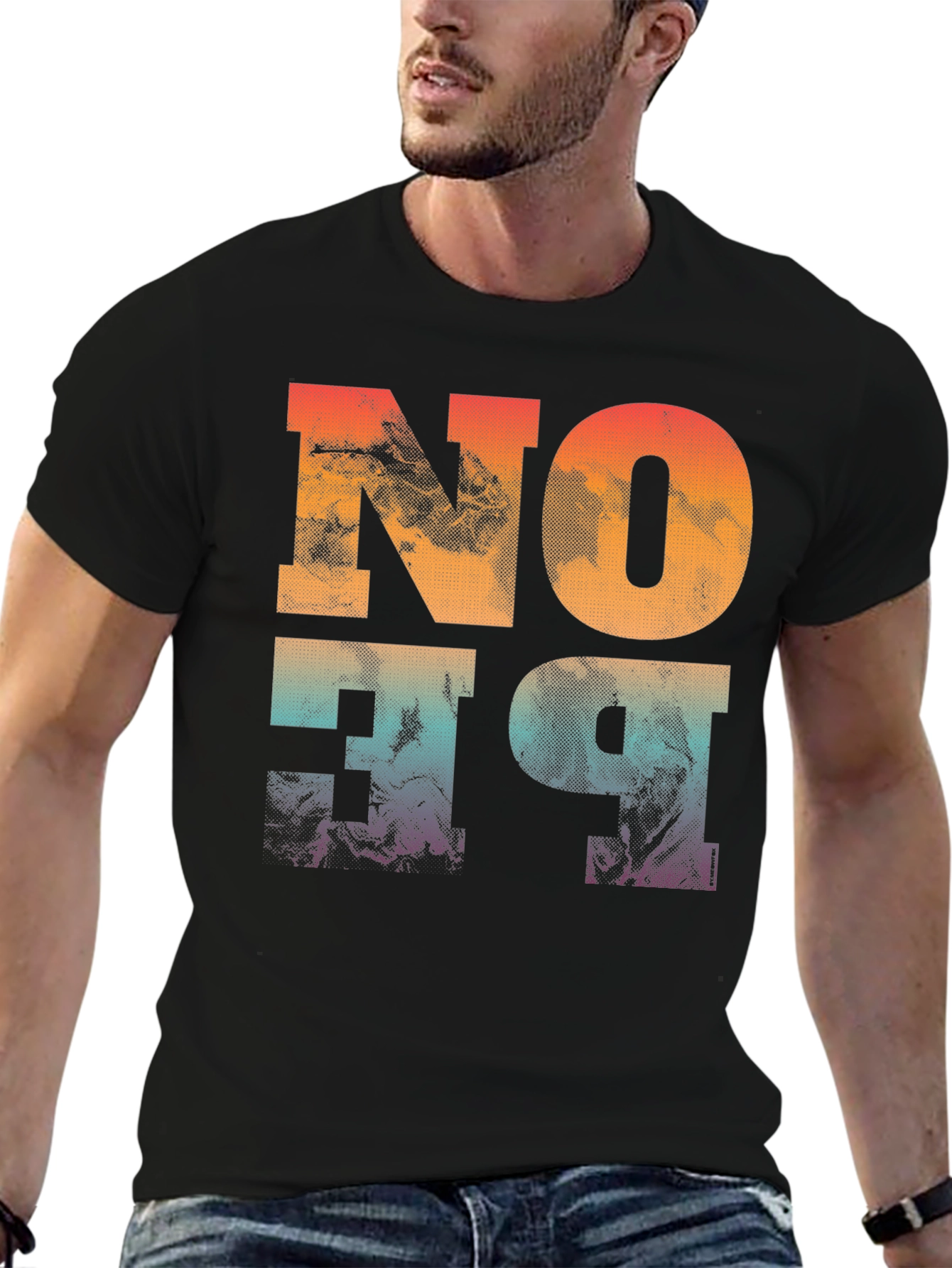 Abstract No One Graphic Print Black T-Shirt