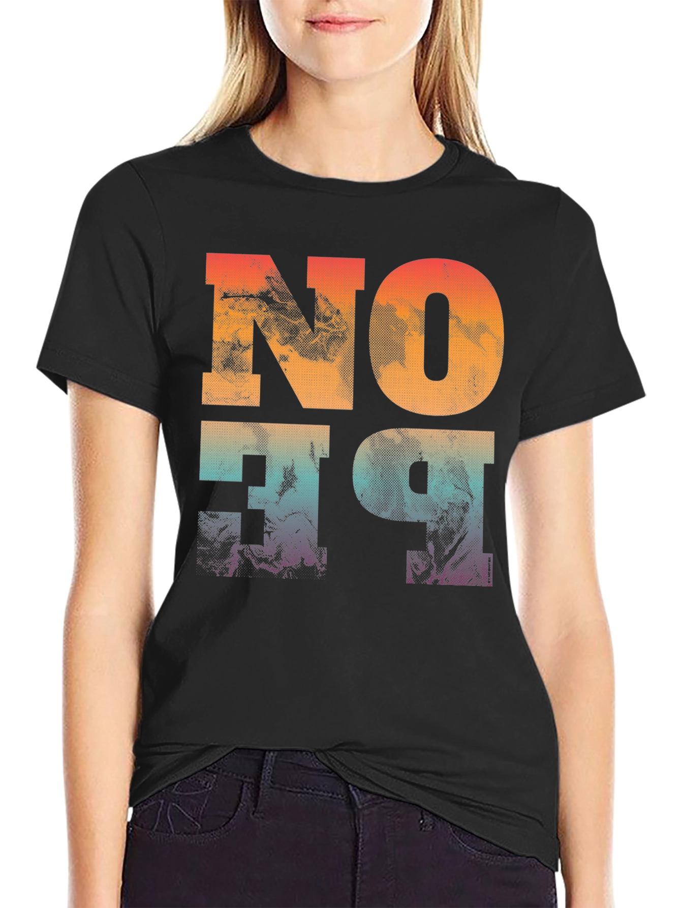 Abstract No One Graphic Print Black T-Shirt