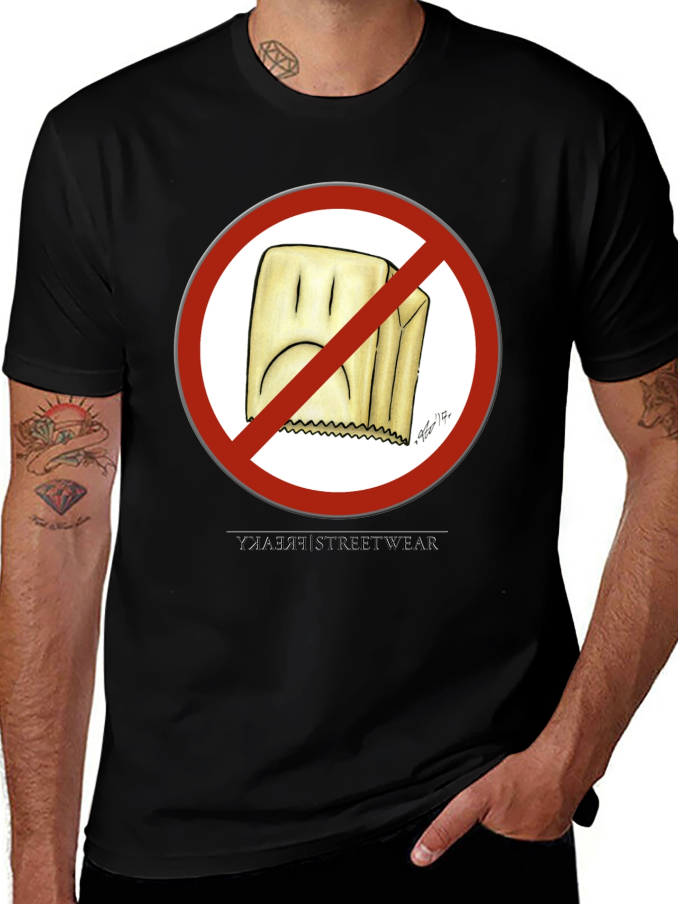 No Paper Bag Black T-Shirt - Streetwear Style