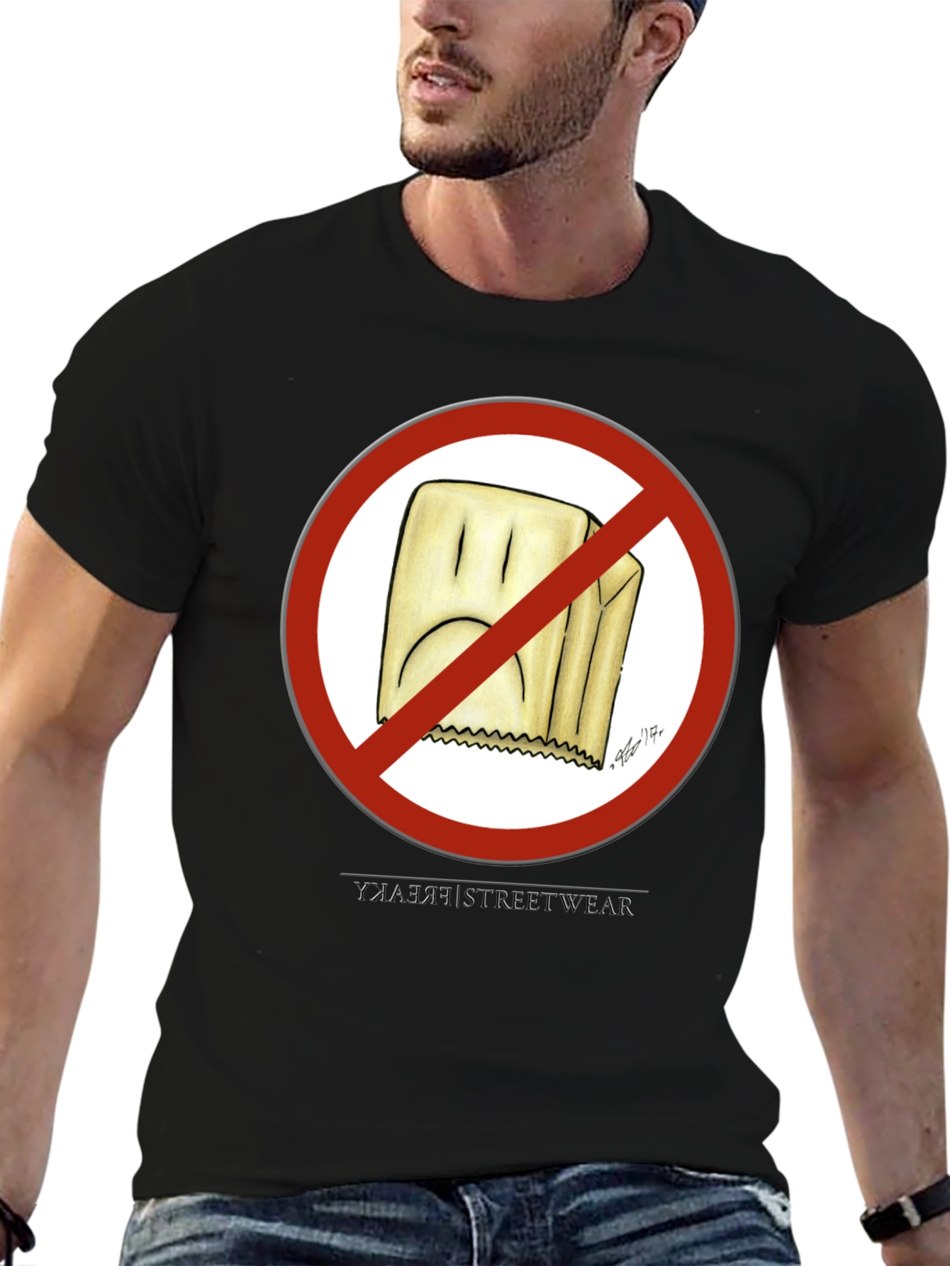 No Paper Bag Black T-Shirt - Streetwear Style