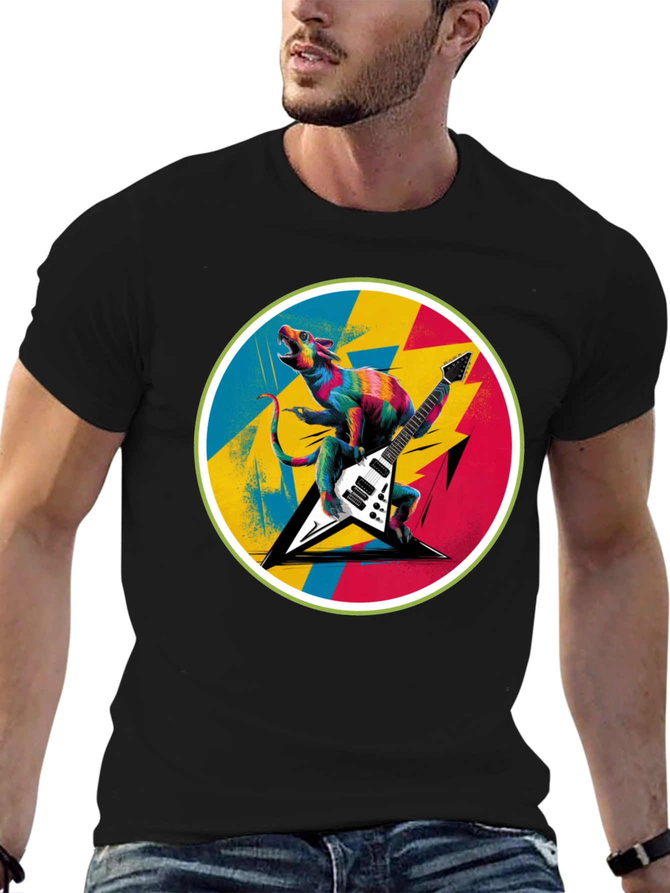 Rock Lizard Graphic Tee - Black Crew Neck