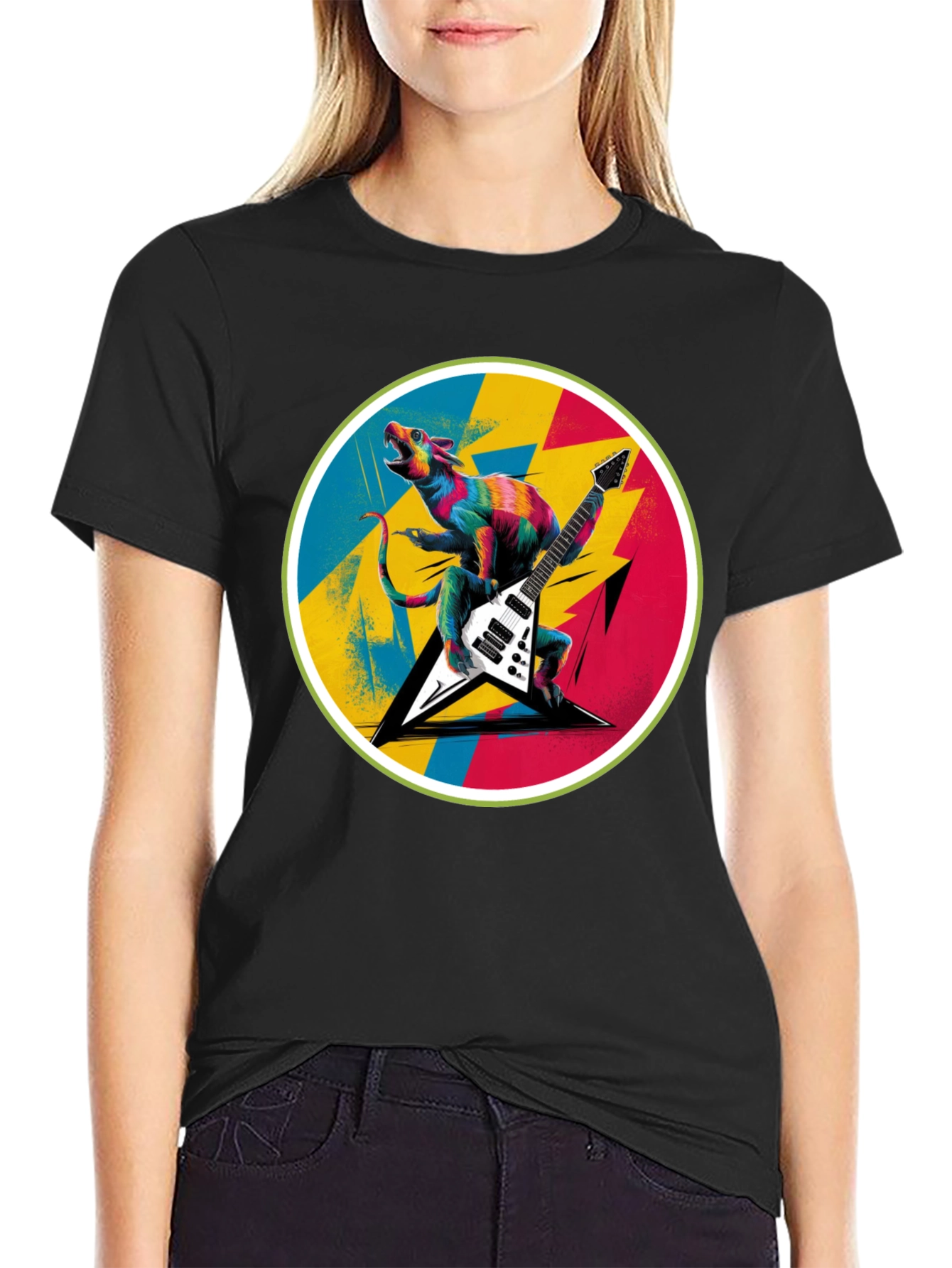 Rock Lizard Graphic Tee - Black Crew Neck