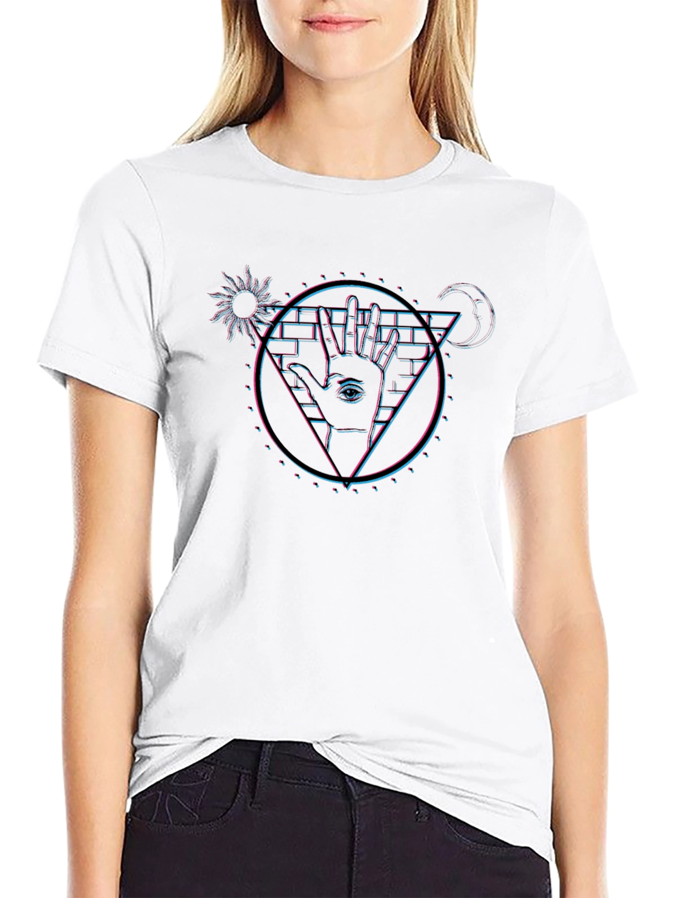 Mystic Hand Graphic Tee - Black Cotton Blend