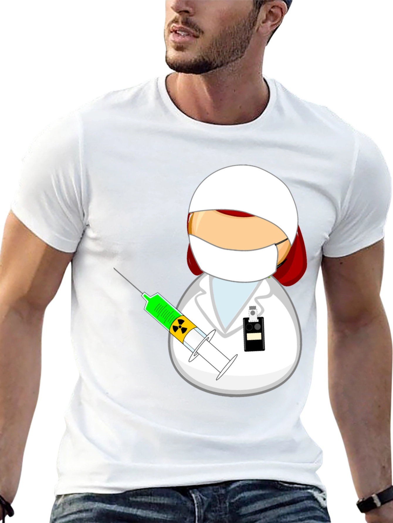 Cartoon Doctor Graphic T-Shirt - Novelty Tee
