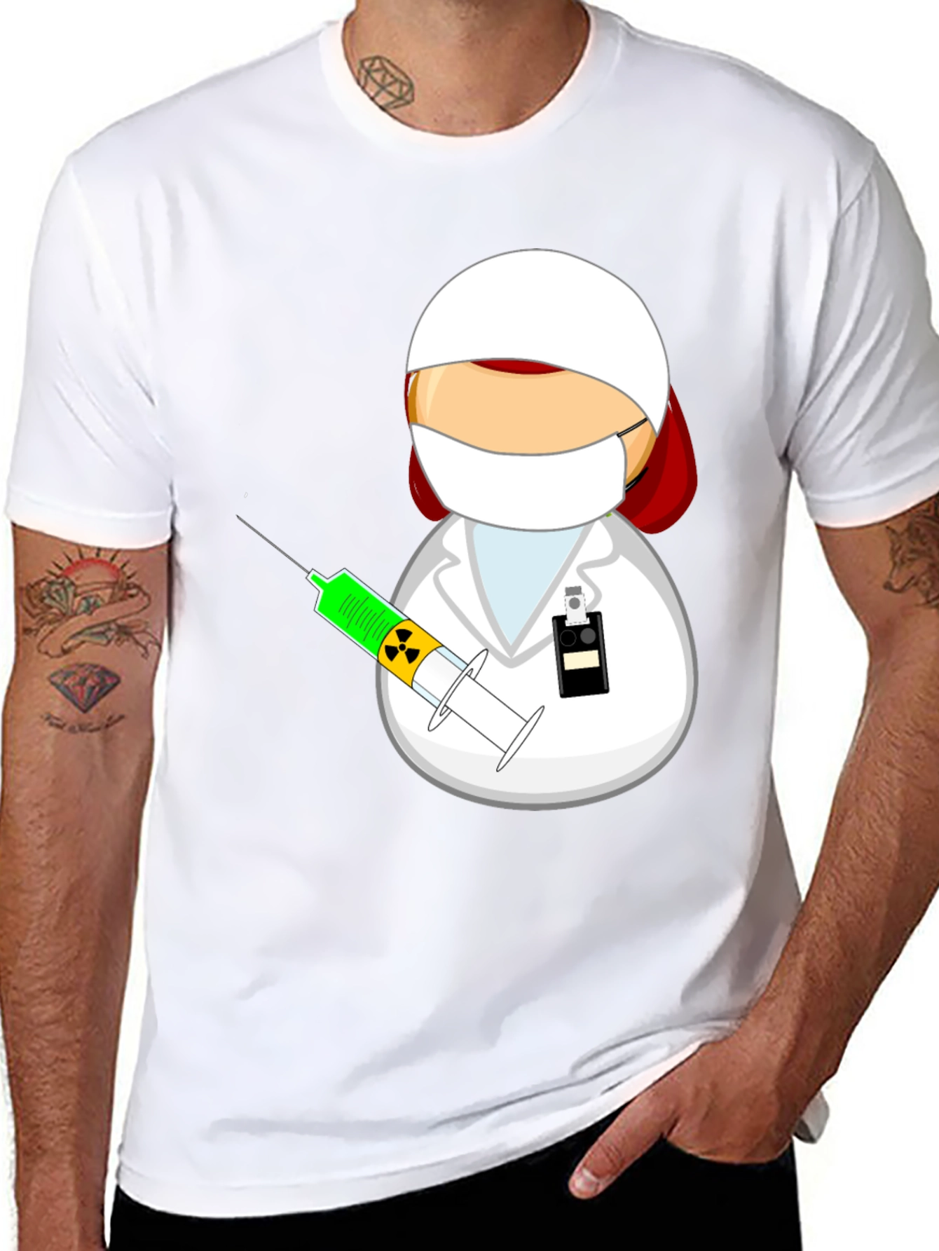 Cartoon Doctor Graphic T-Shirt - Novelty Tee