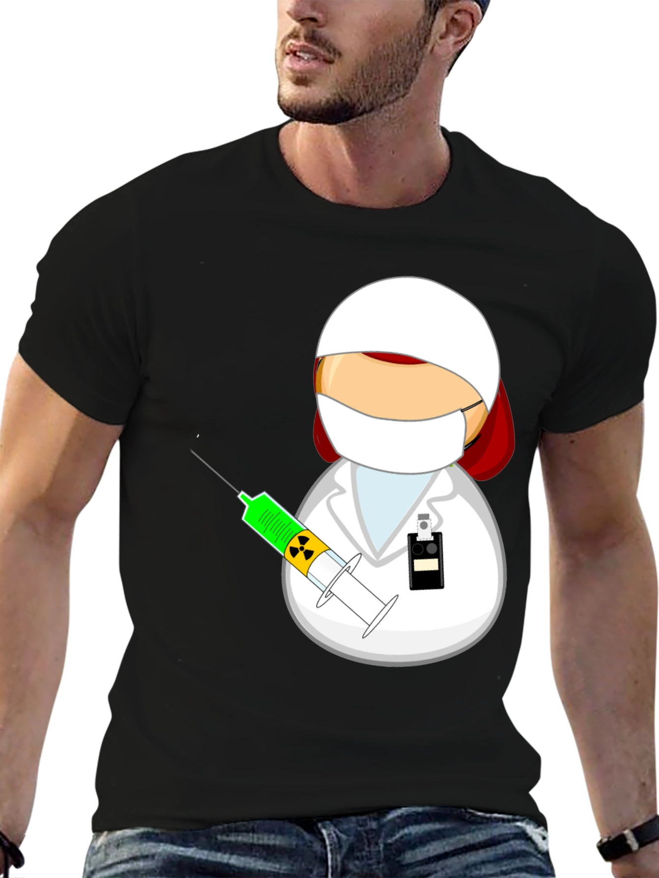 Cartoon Doctor Graphic T-Shirt - Novelty Tee