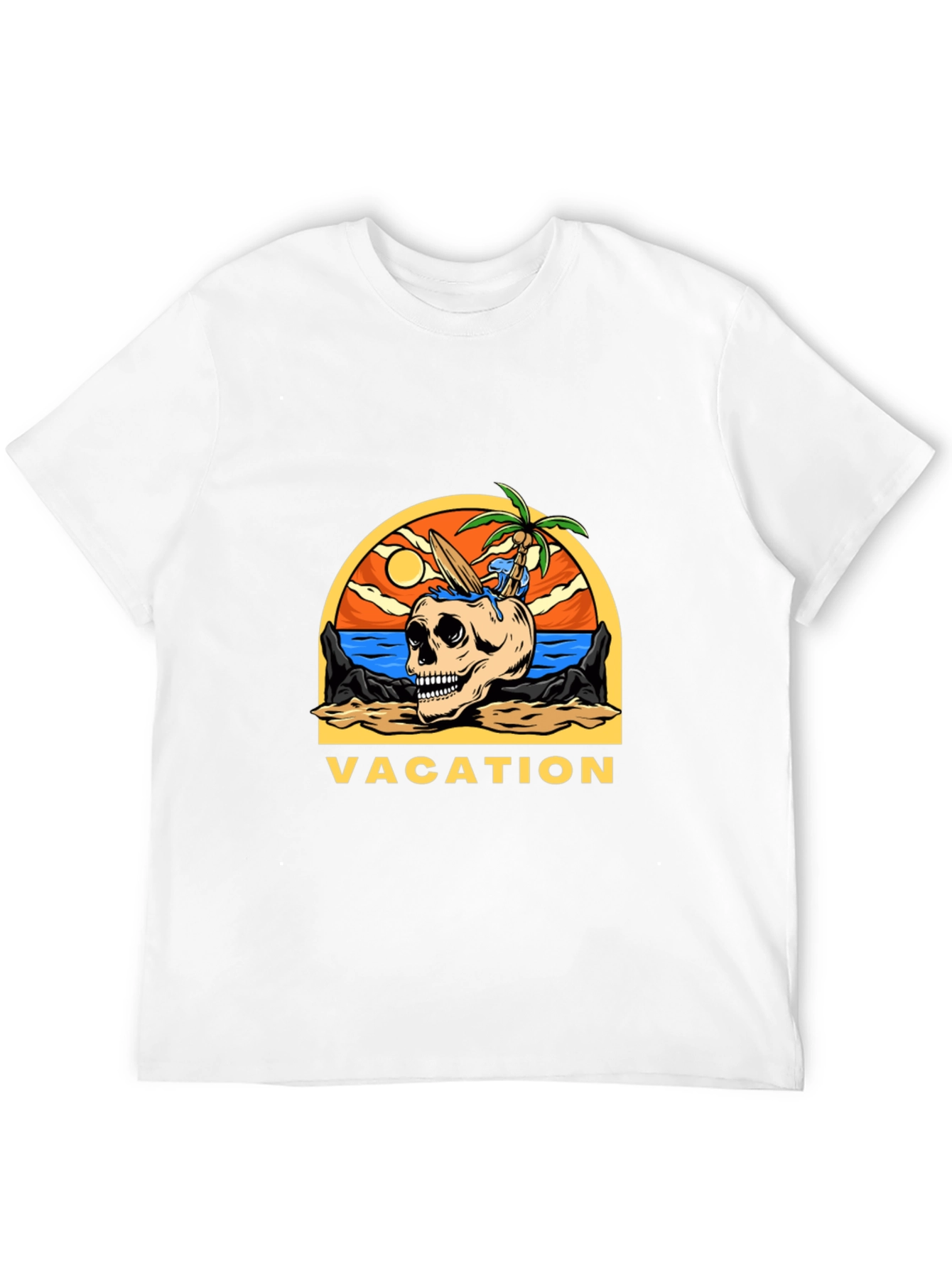 Vacation Skull Graphic T-Shirt - Beach Theme