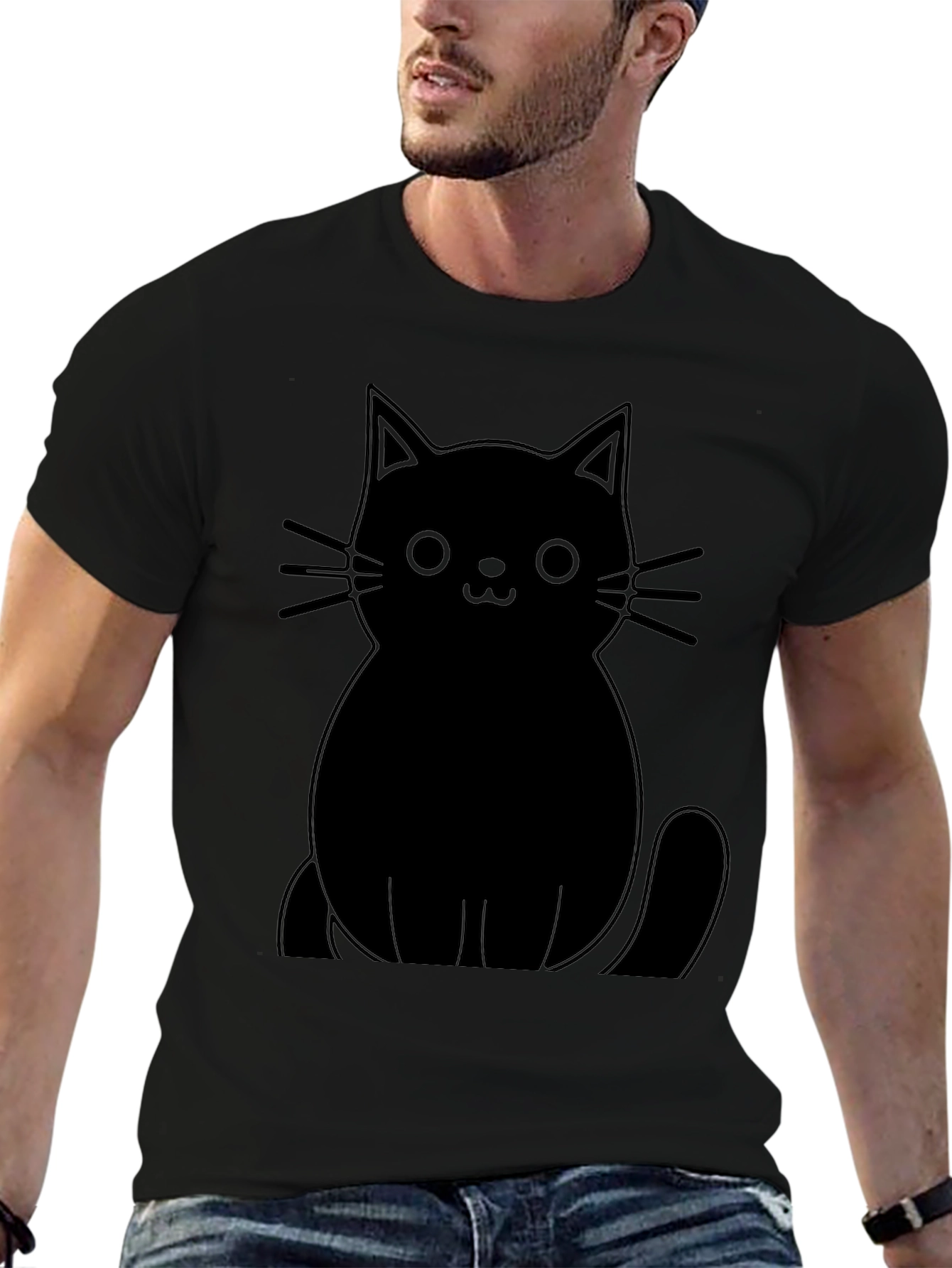 Black Cat Graphic Tee - Unisex Cotton T-Shirt