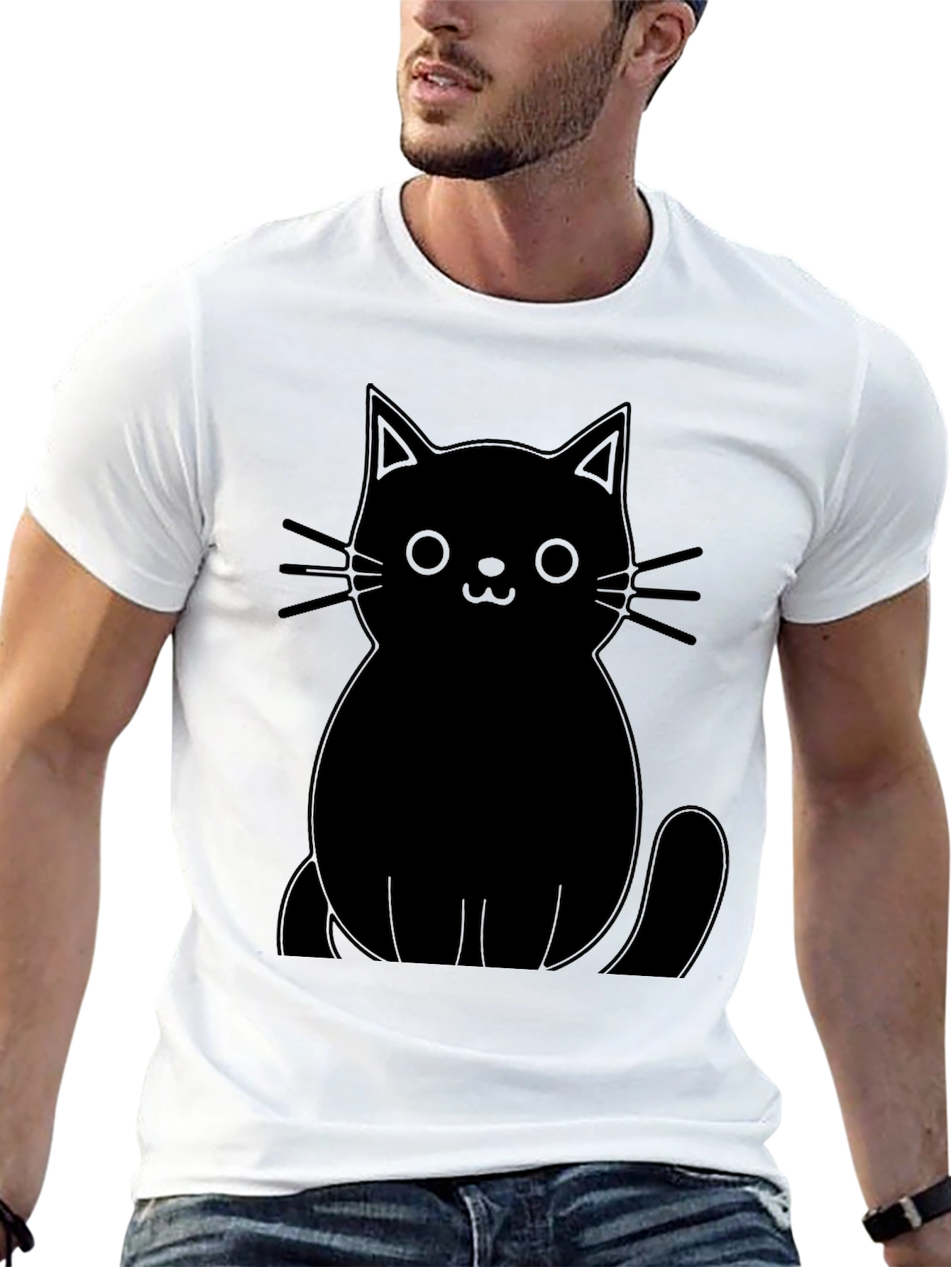 Black Cat Graphic Tee - Unisex Cotton T-Shirt