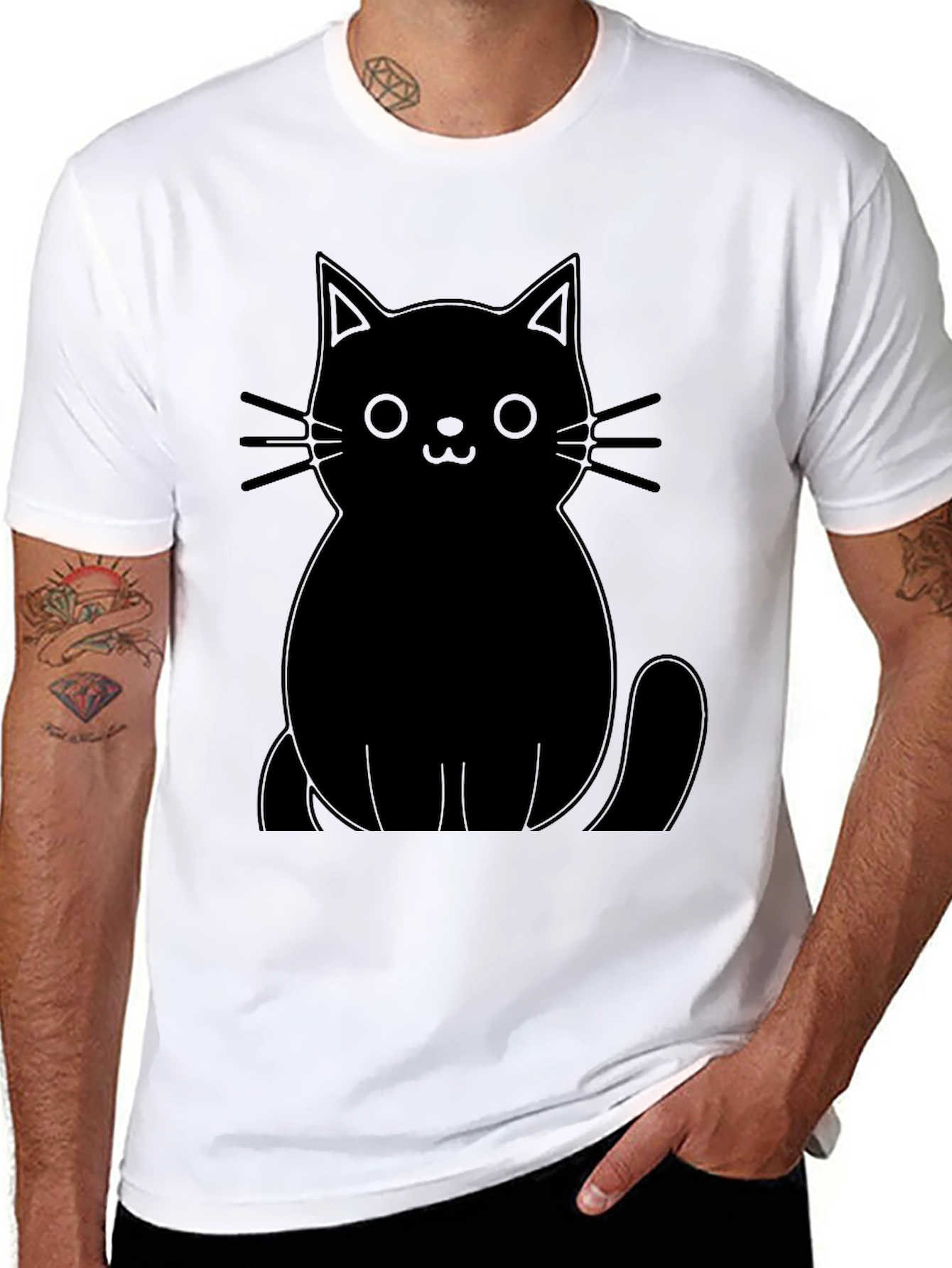 Black Cat Graphic Tee - Unisex Cotton T-Shirt