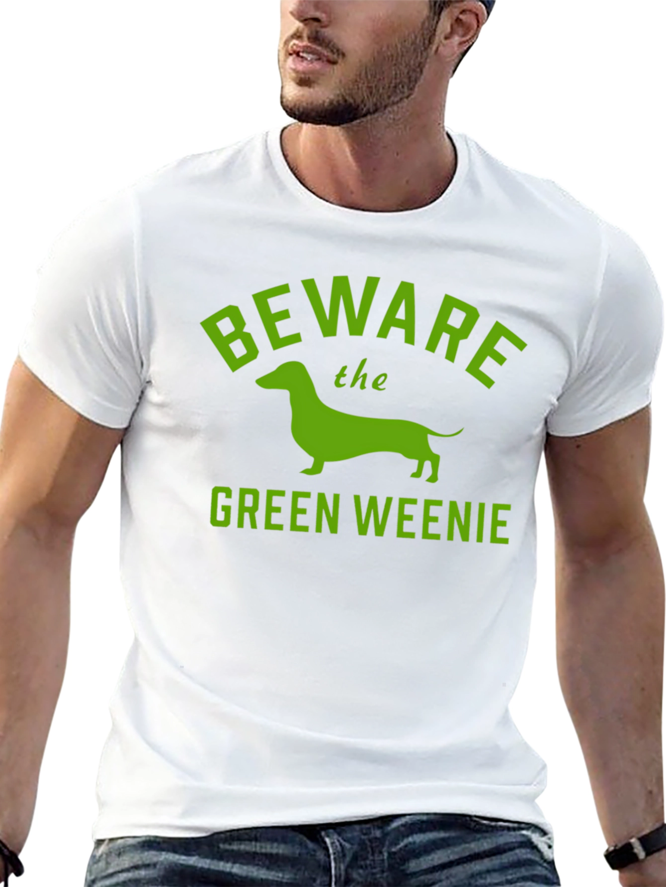 Beware Green Weenie T-Shirt Funny Dachshund Tee