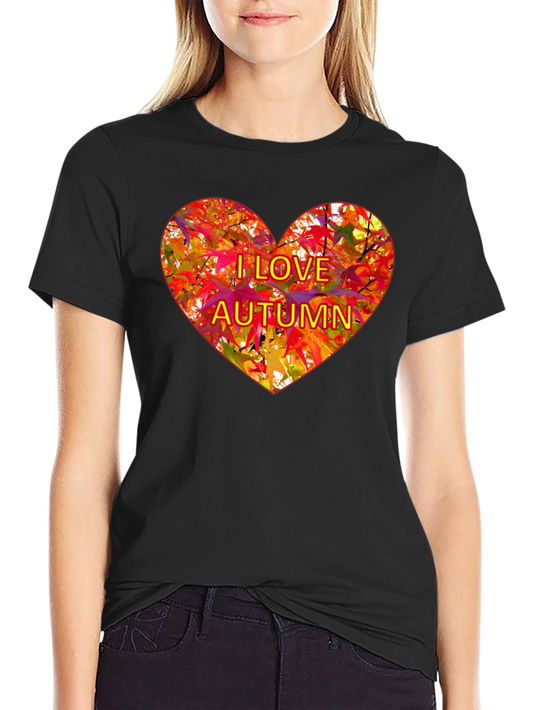 I Love Autumn Heart Graphic Tee - Fall Season T-Shirt