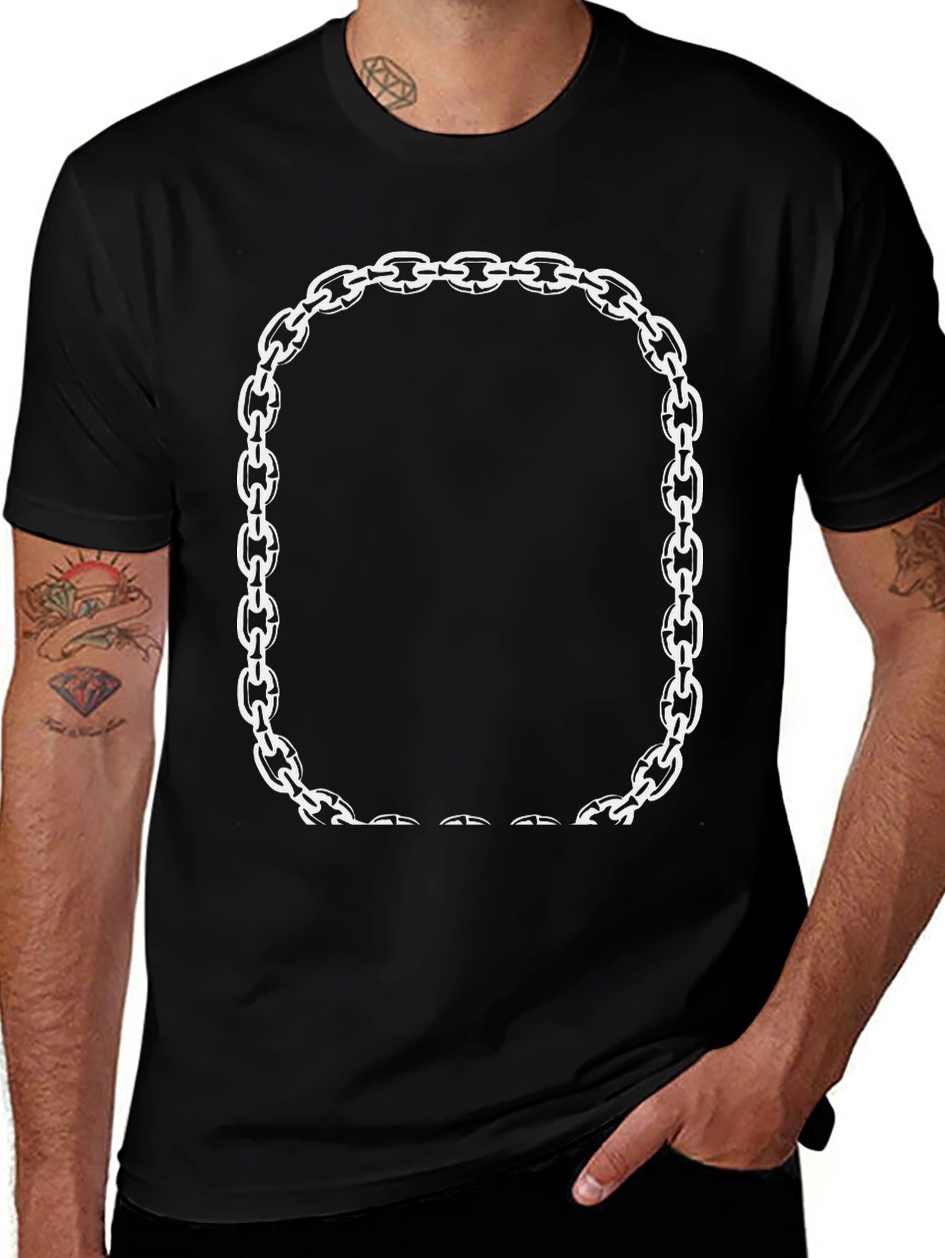 Chain Link Frame Graphic Tee - Modern Casual